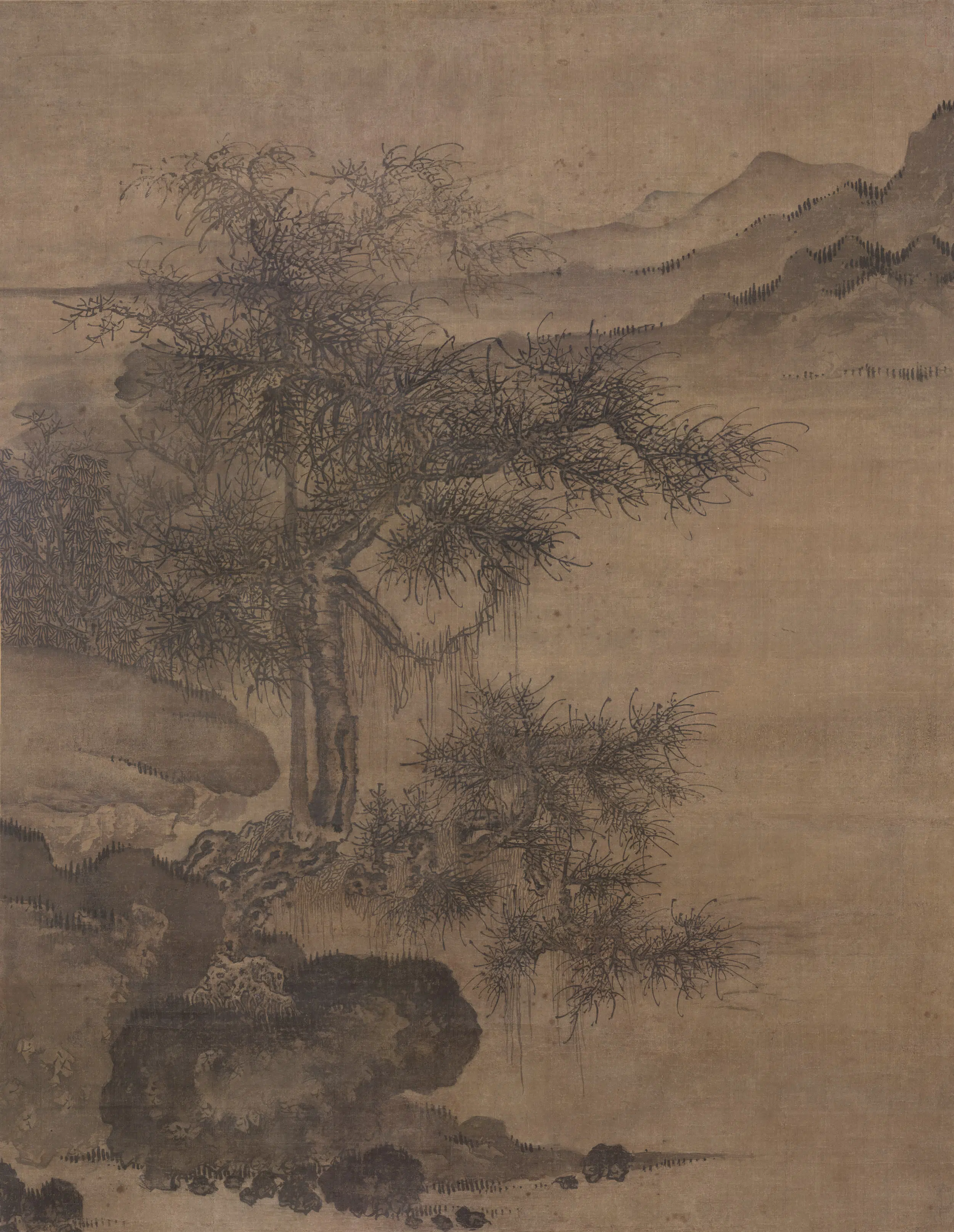 元朝【佚名】《寒林平远图轴》