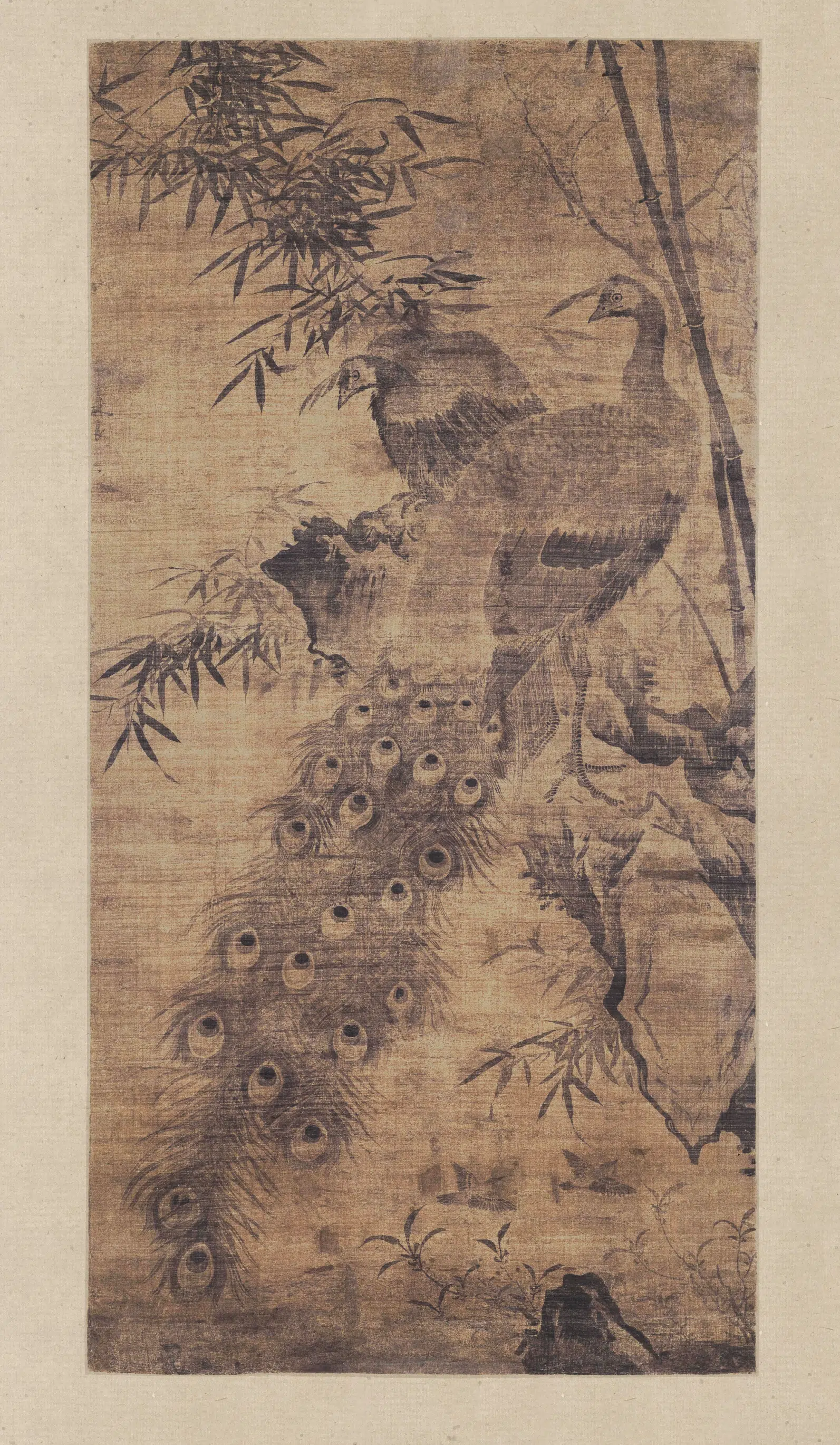 明朝【林良】《孔雀图轴》