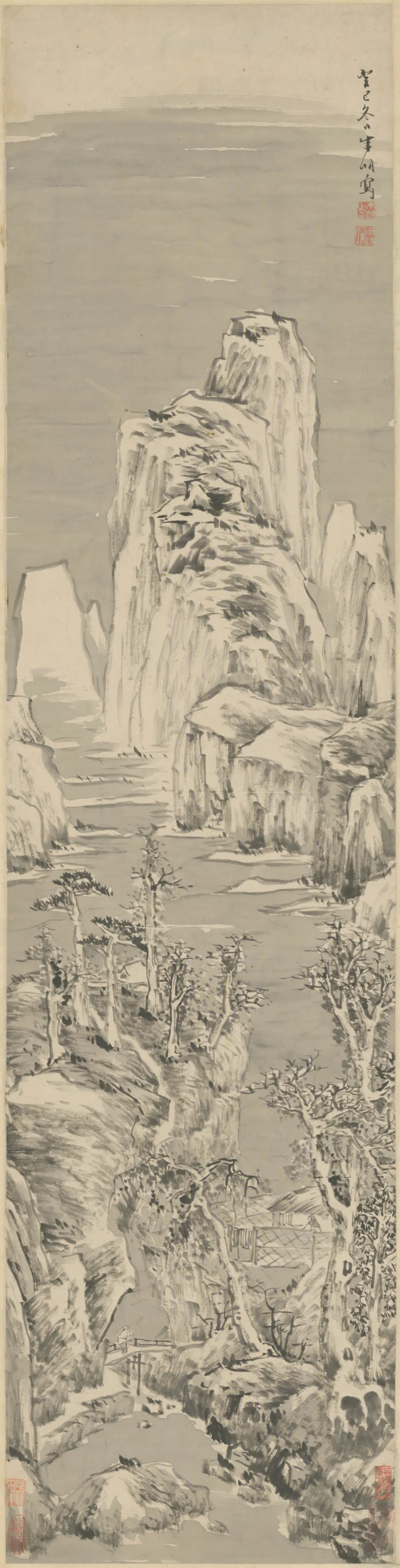 清代【朱明】《雪景山水图轴》 第1张