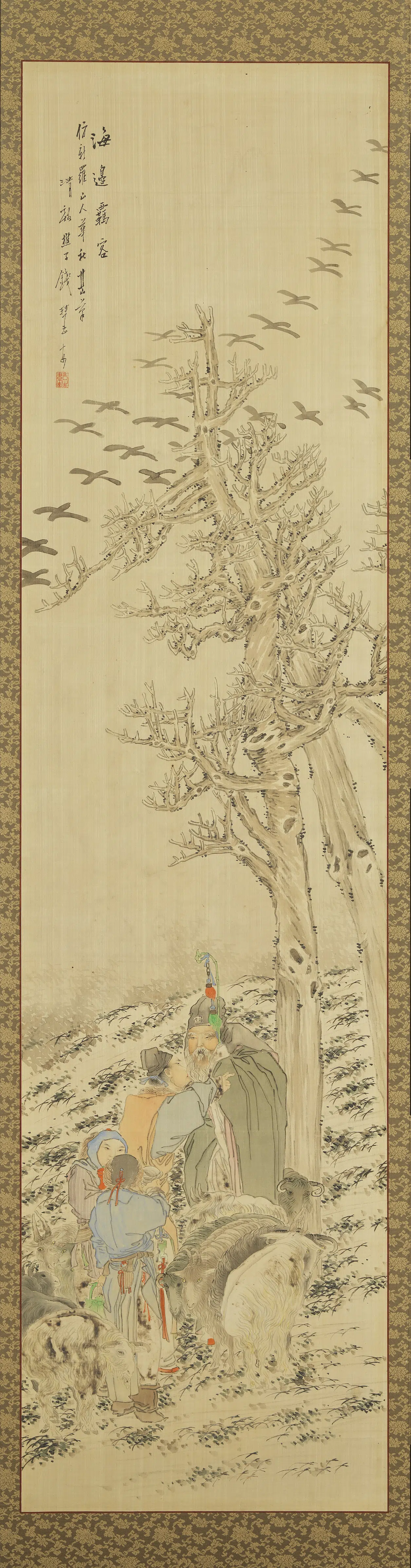清代【钱慧安】《钱慧安_人物十二屏风海边羁客》