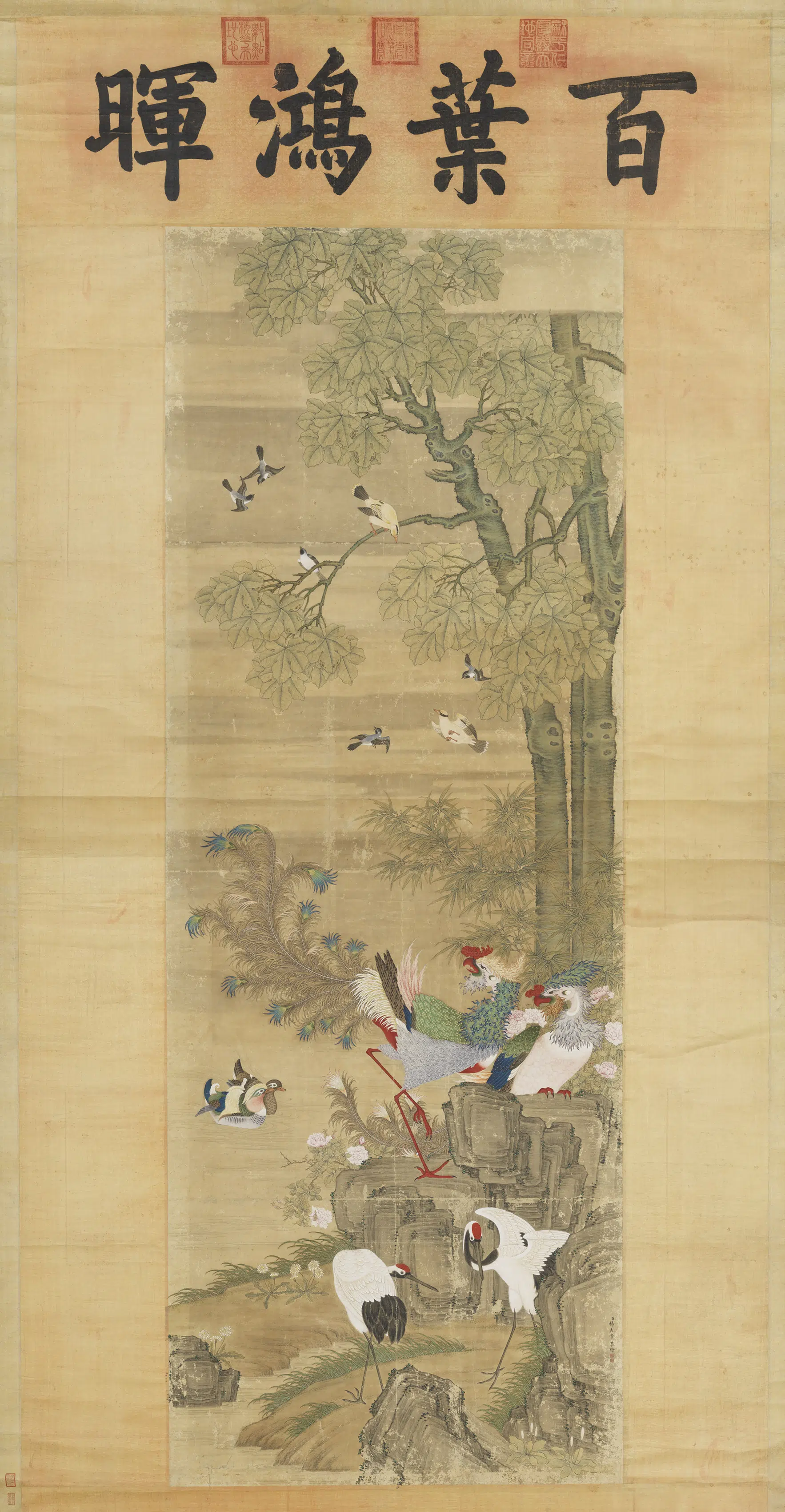 清代【杨大章】《画凤凰梧桐图轴》