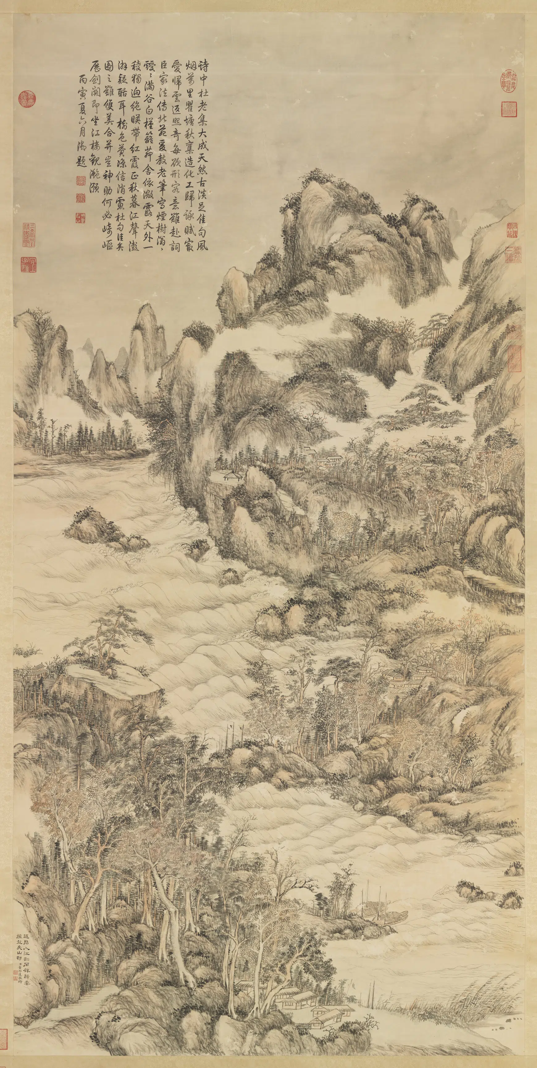清代【董邦达】《杜甫诗意轴》