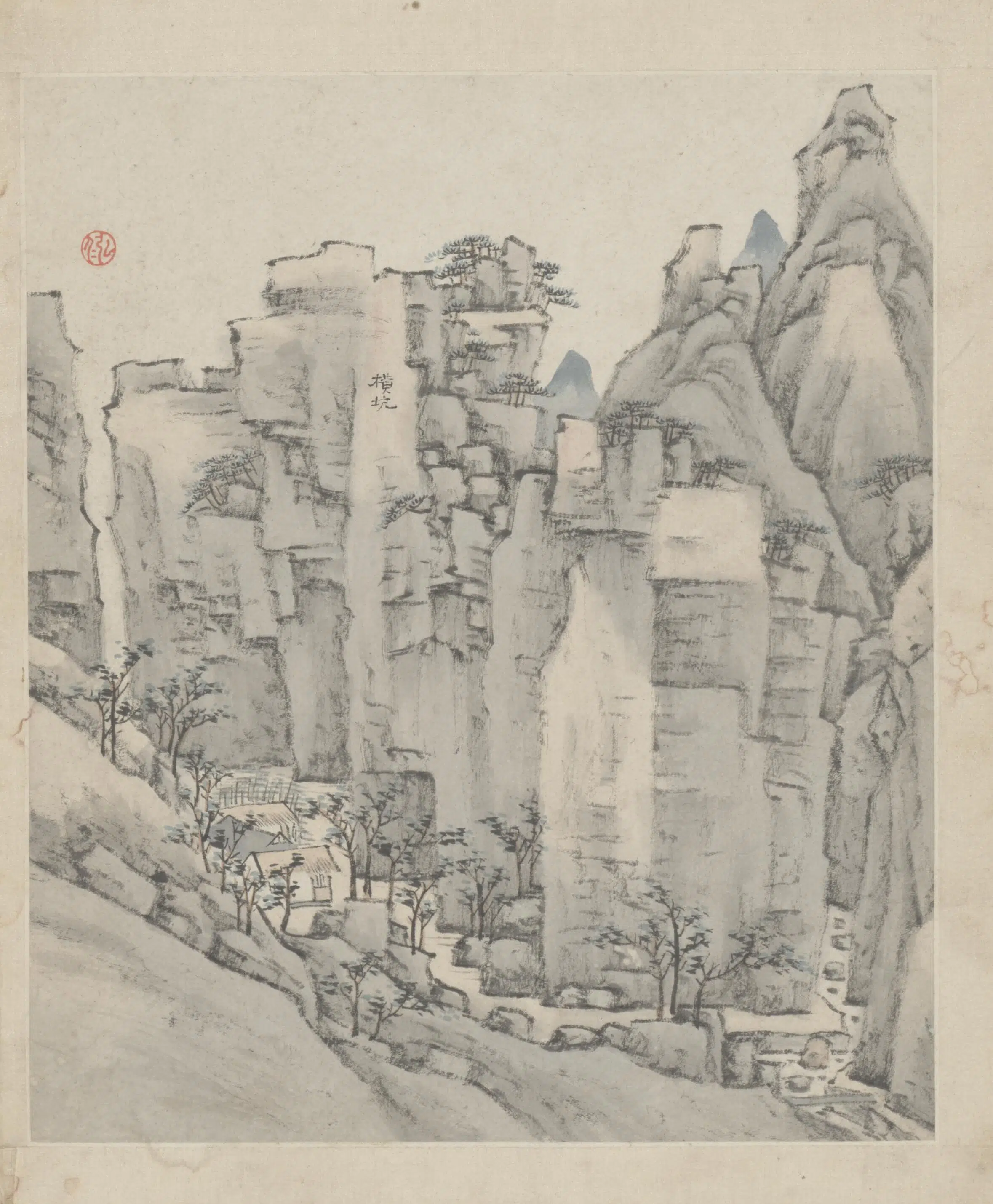 清代【弘仁】《黄山图册-60开》 第40张 清代【弘仁】《黄山图册-60开》 第40张