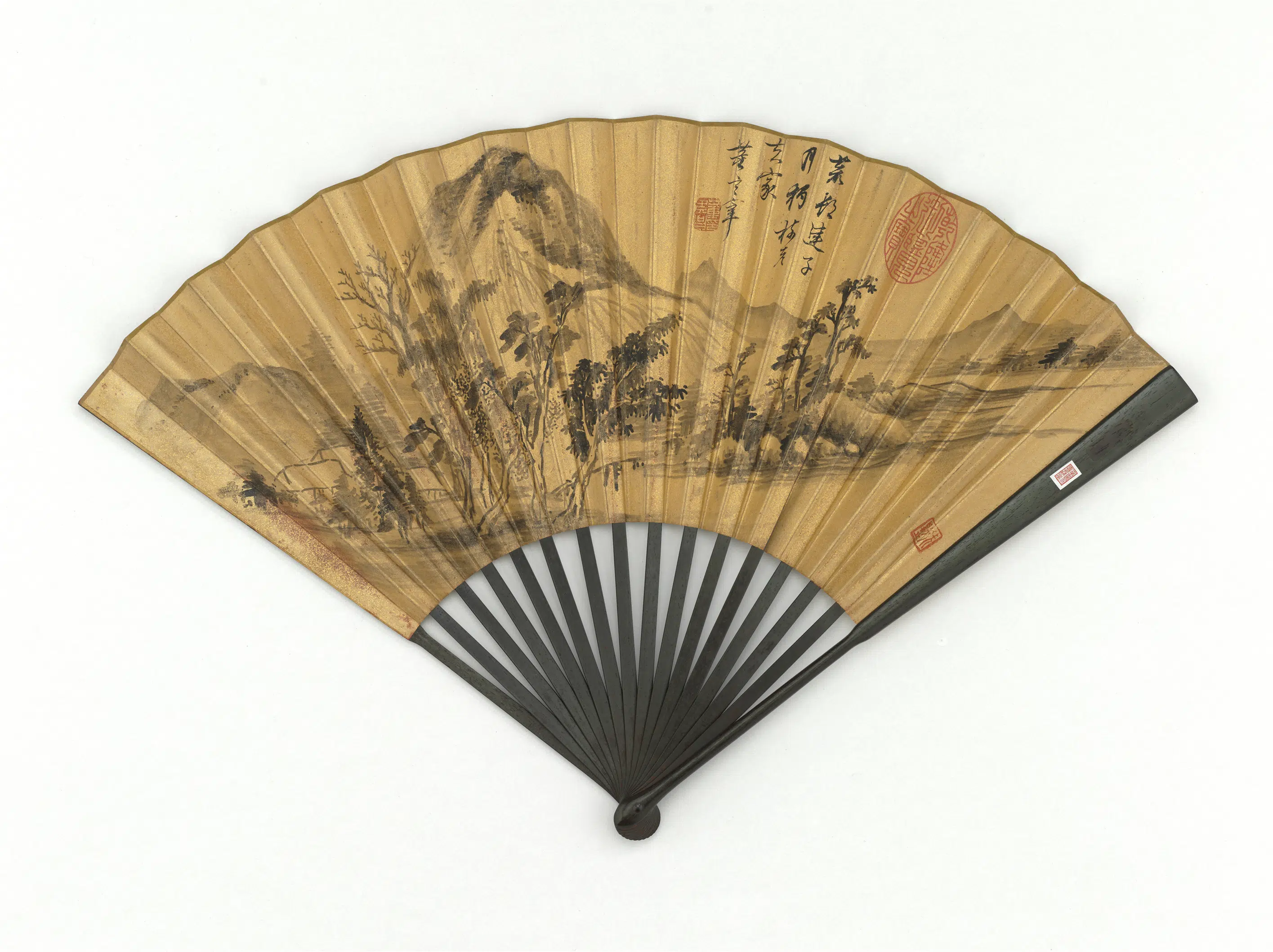 明代【董其昌】《画平林远岫-成扇》