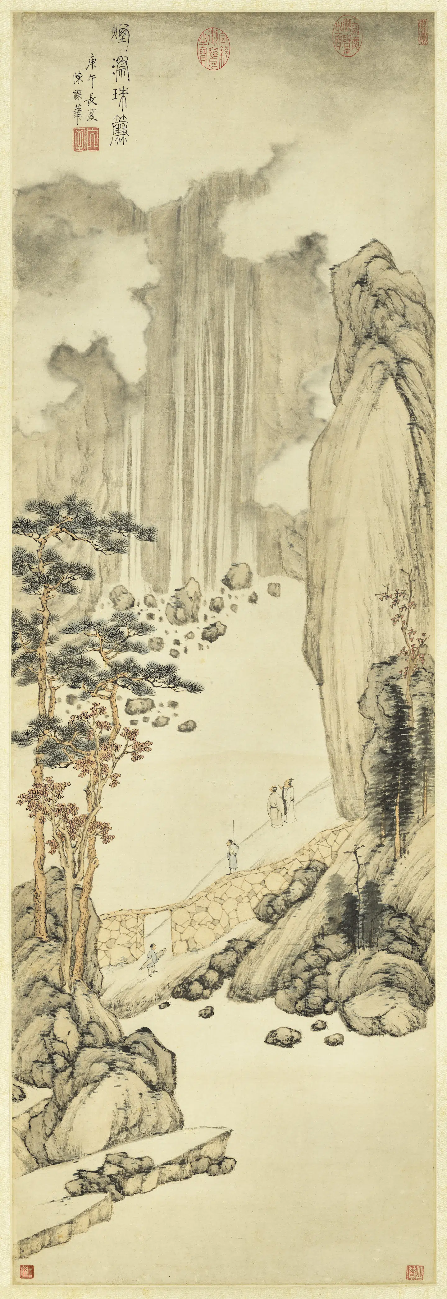 明朝【陈祼（叔祼）】《烟际珠帘图轴》