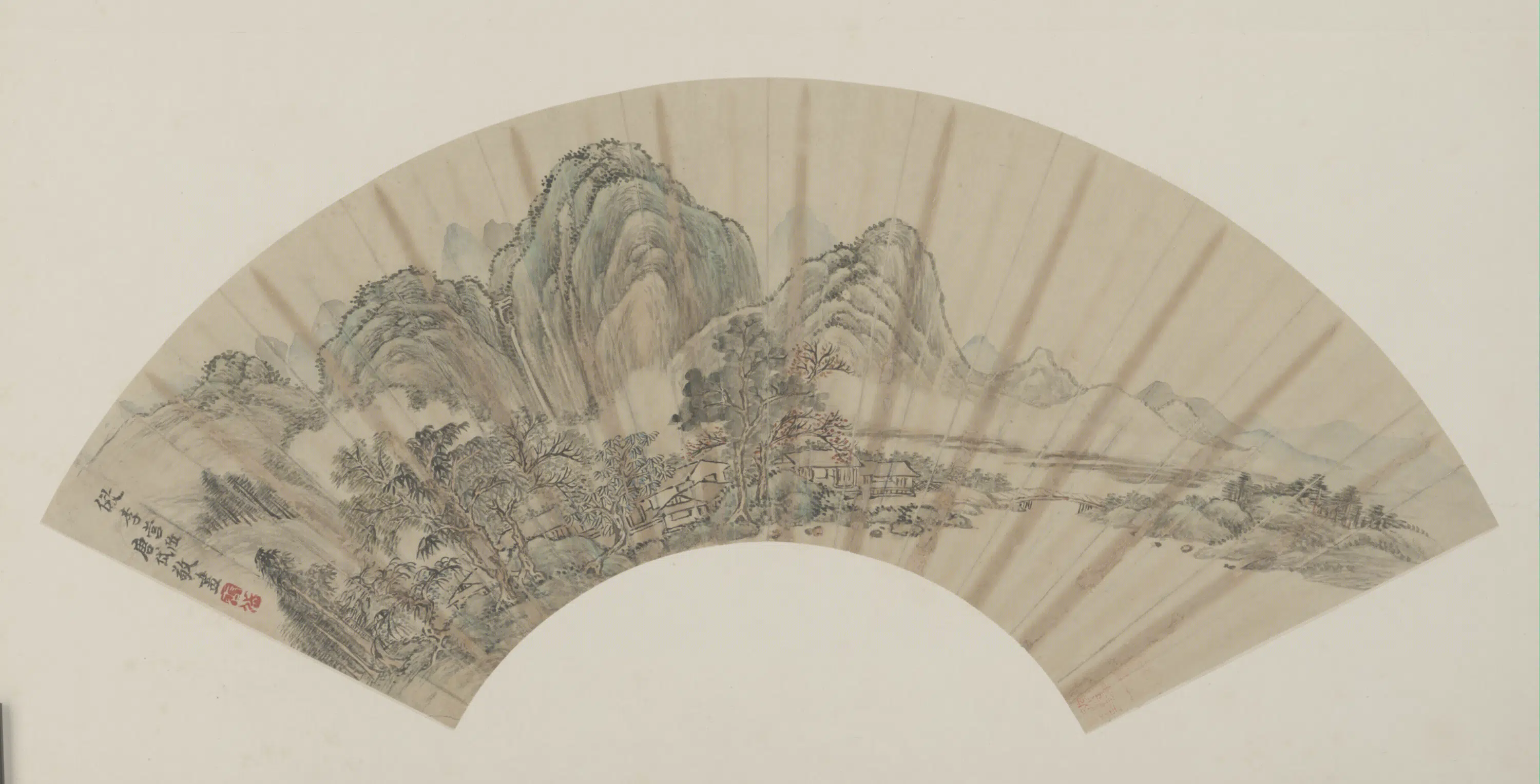 清代【唐岱】《仿李营丘山水扇》