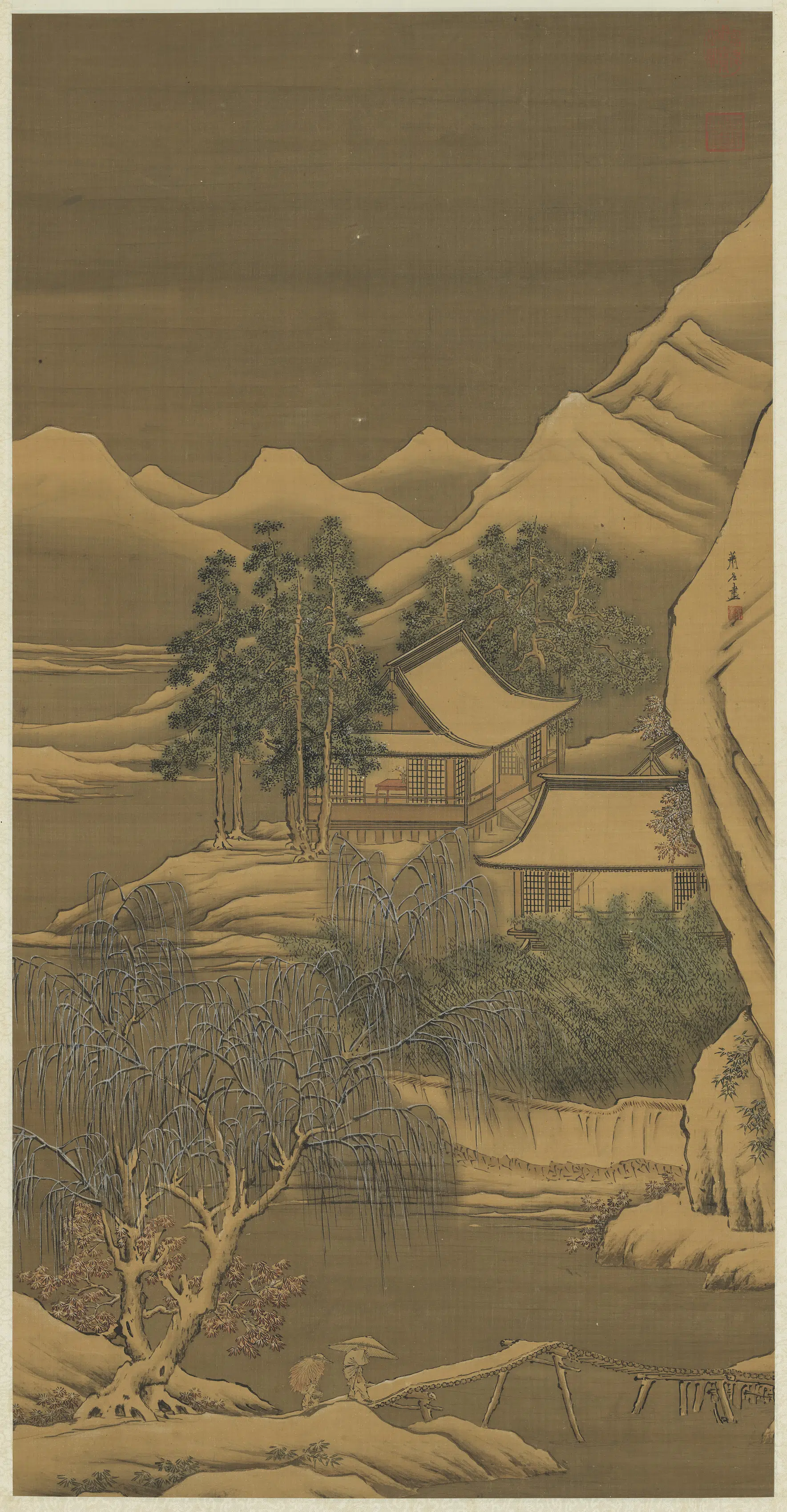 清代【萧晨】《丰年瑞雪图轴》