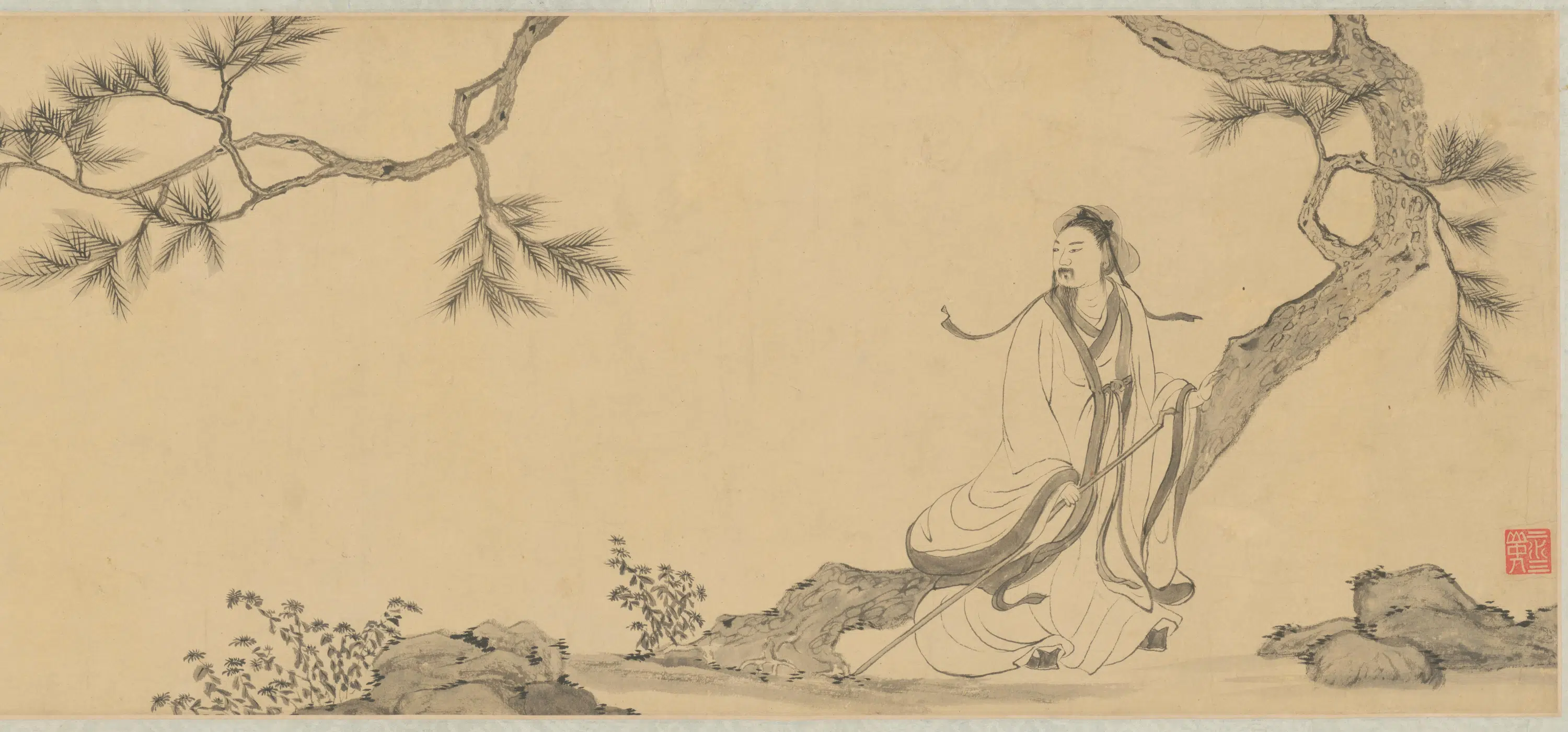 明朝【朱之蕃】《孤松盘桓轴》 第5张