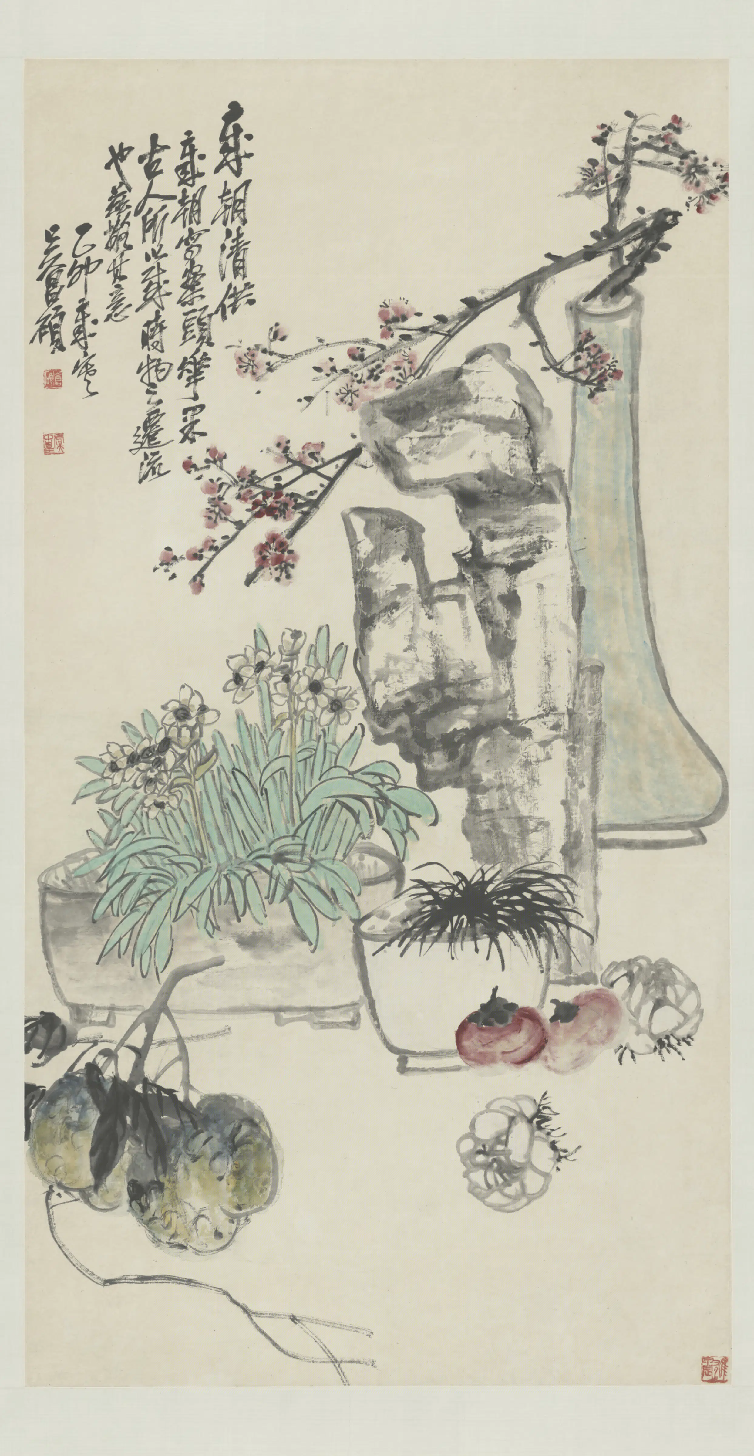 清代【吴俊卿】《花卉轴》
