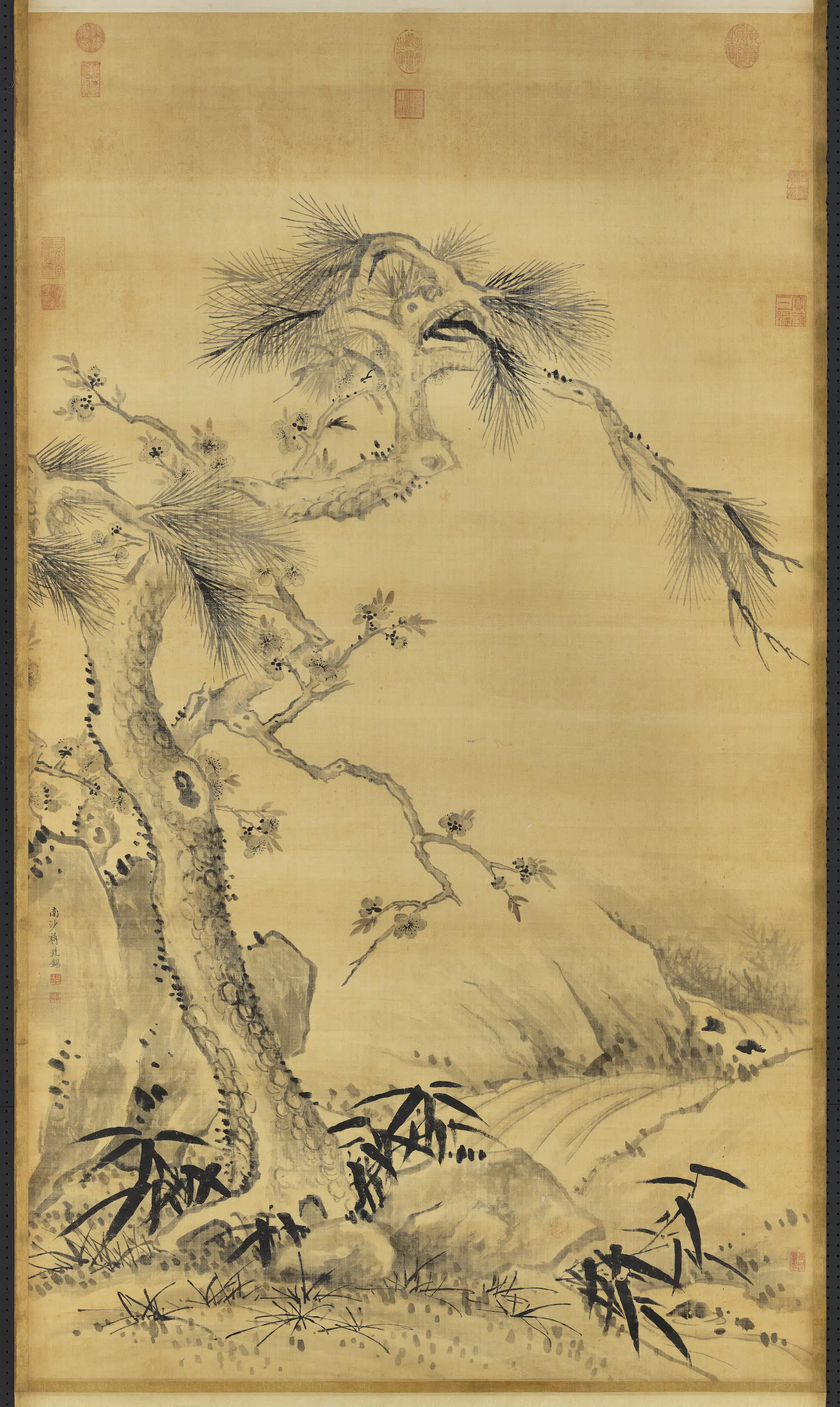 清代【蒋廷锡】《画杏花松竹图轴》