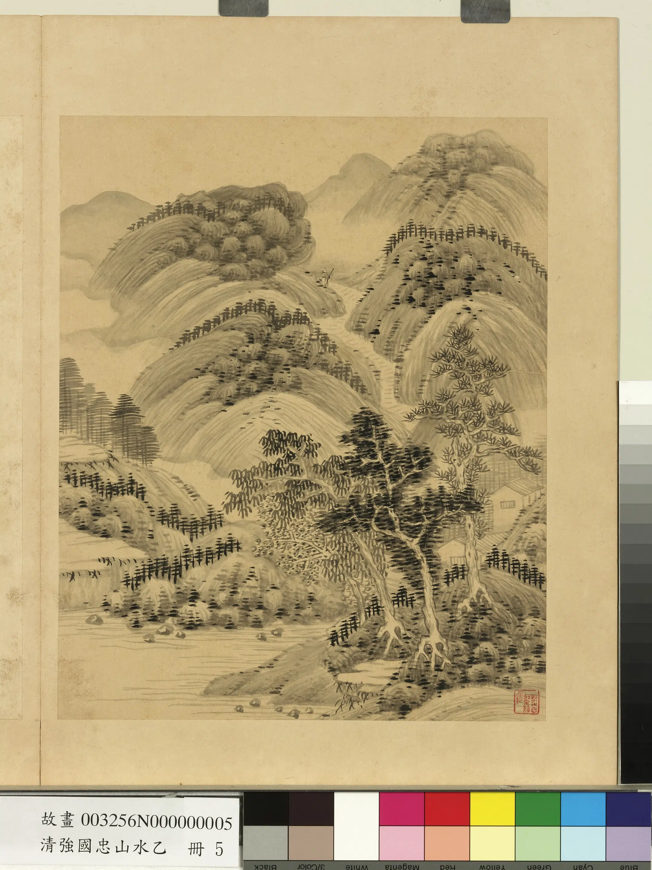 清代【强国忠】《山水乙册-重峦登高》
