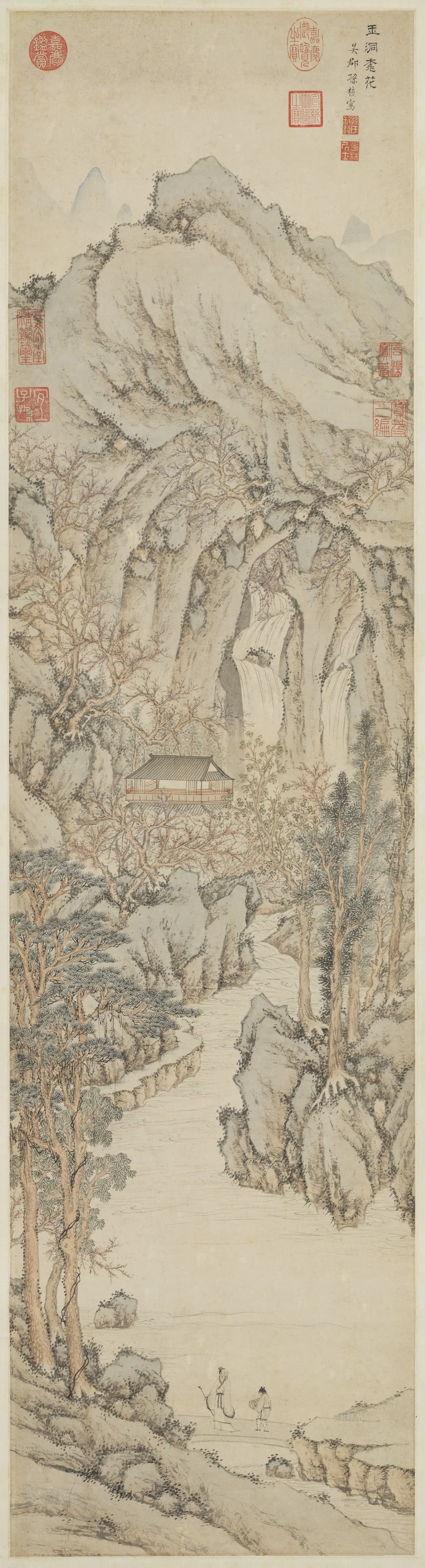 明朝【孙枝】《玉洞桃花图轴》