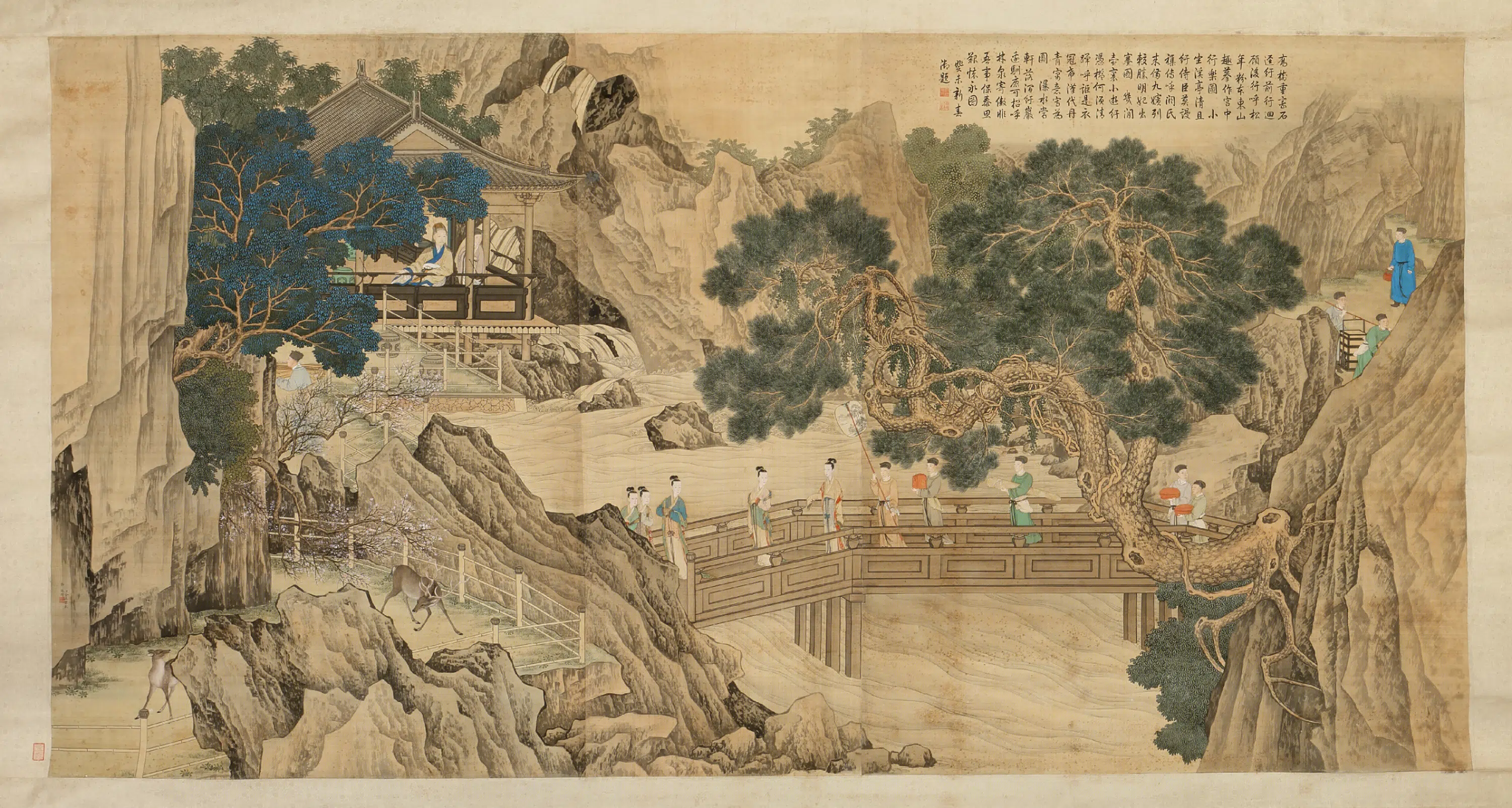 清代【爱新觉罗弘历-乾隆-清高宗】《金廷标画弘历宫中行乐图轴》