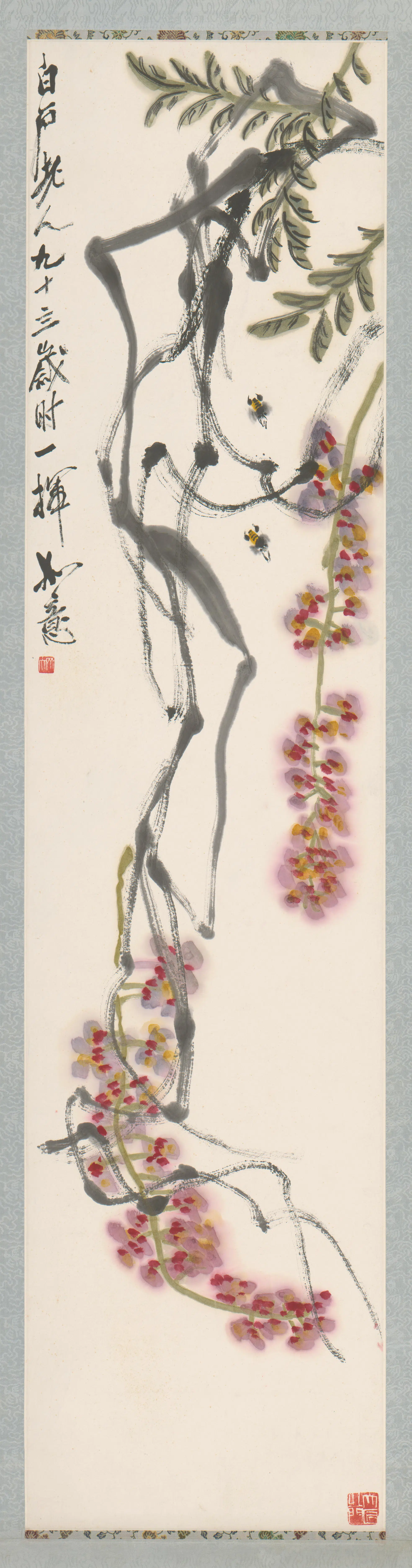 近现代【齐白石】《紫藤镜心-1》