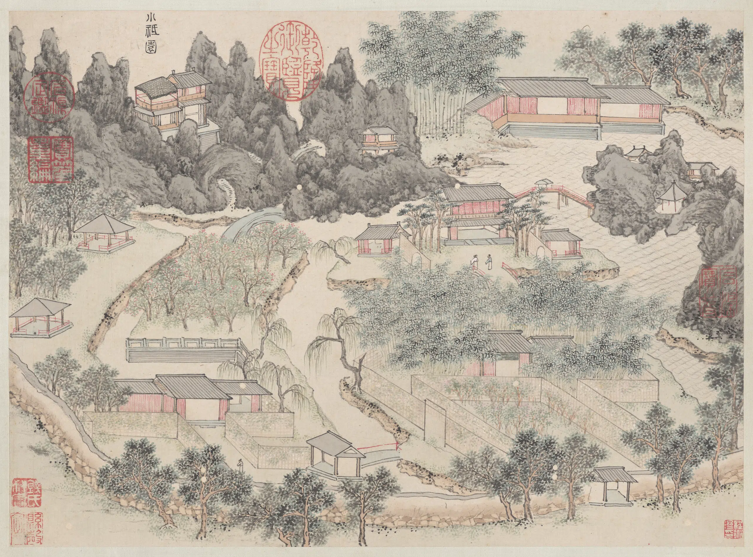 明朝【钱穀（谷）】《纪行图册-小祇园》