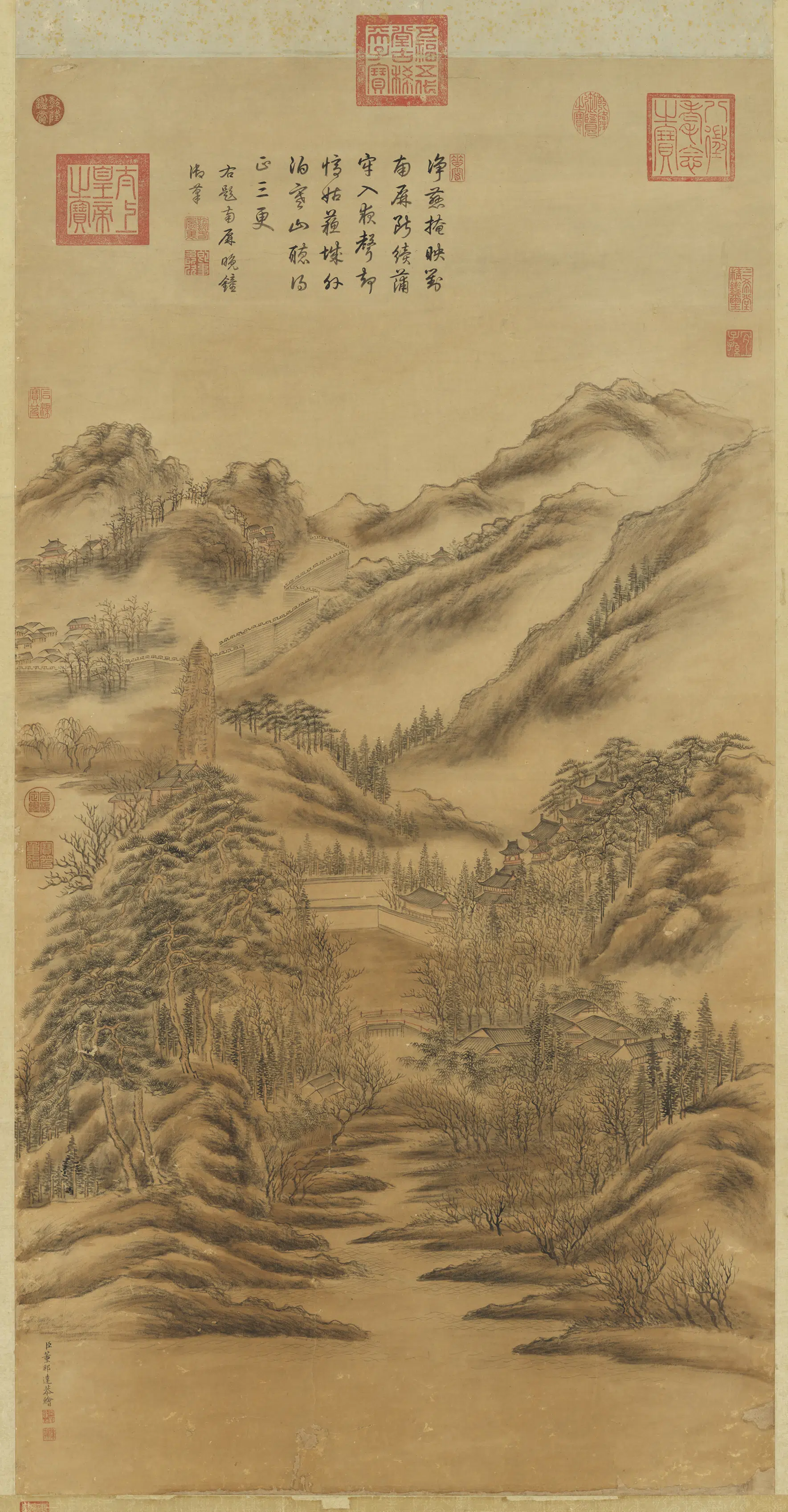 清代【董邦达】《南屏晚钟图轴》