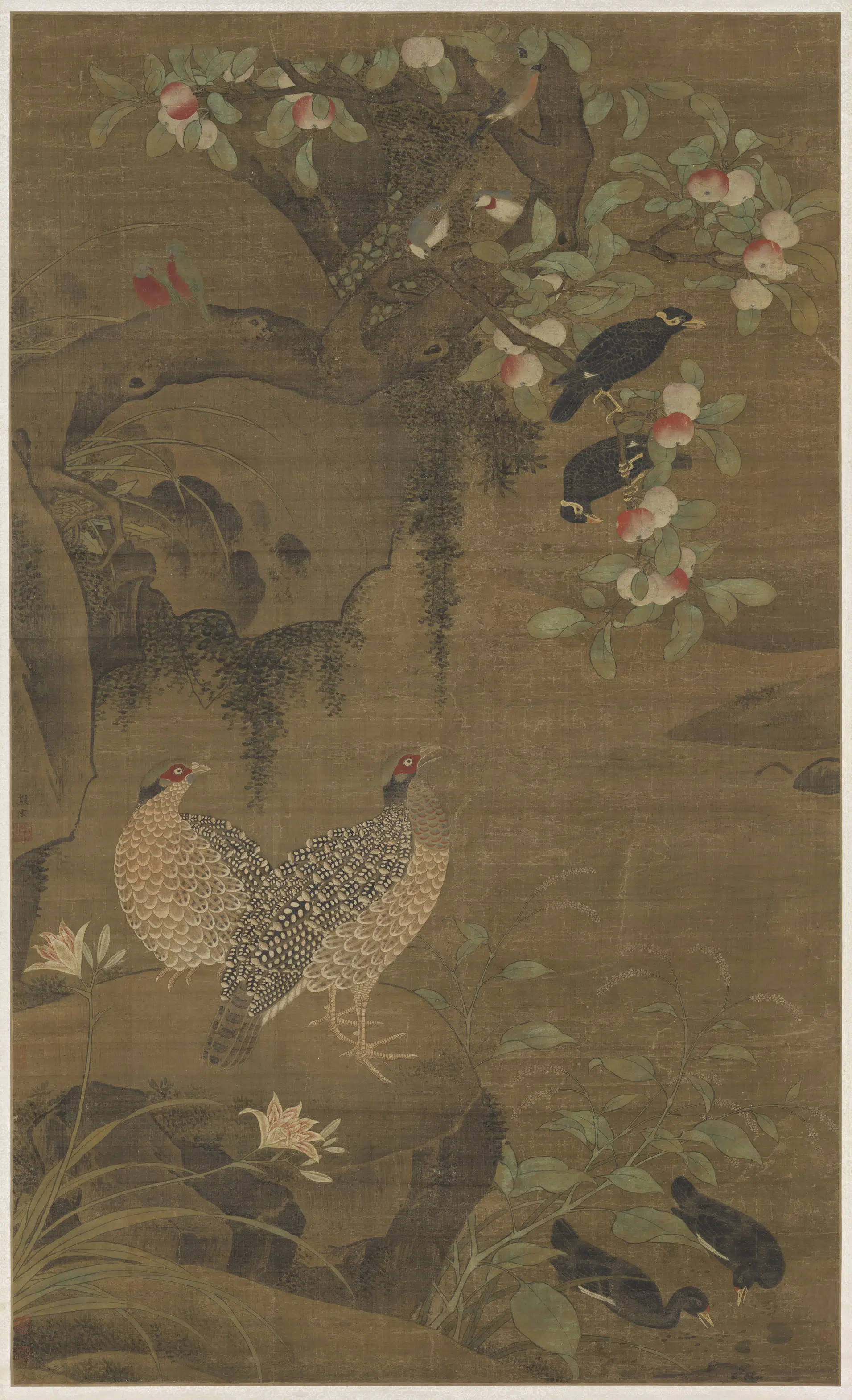 明朝【殷宏】《花鸟图轴》