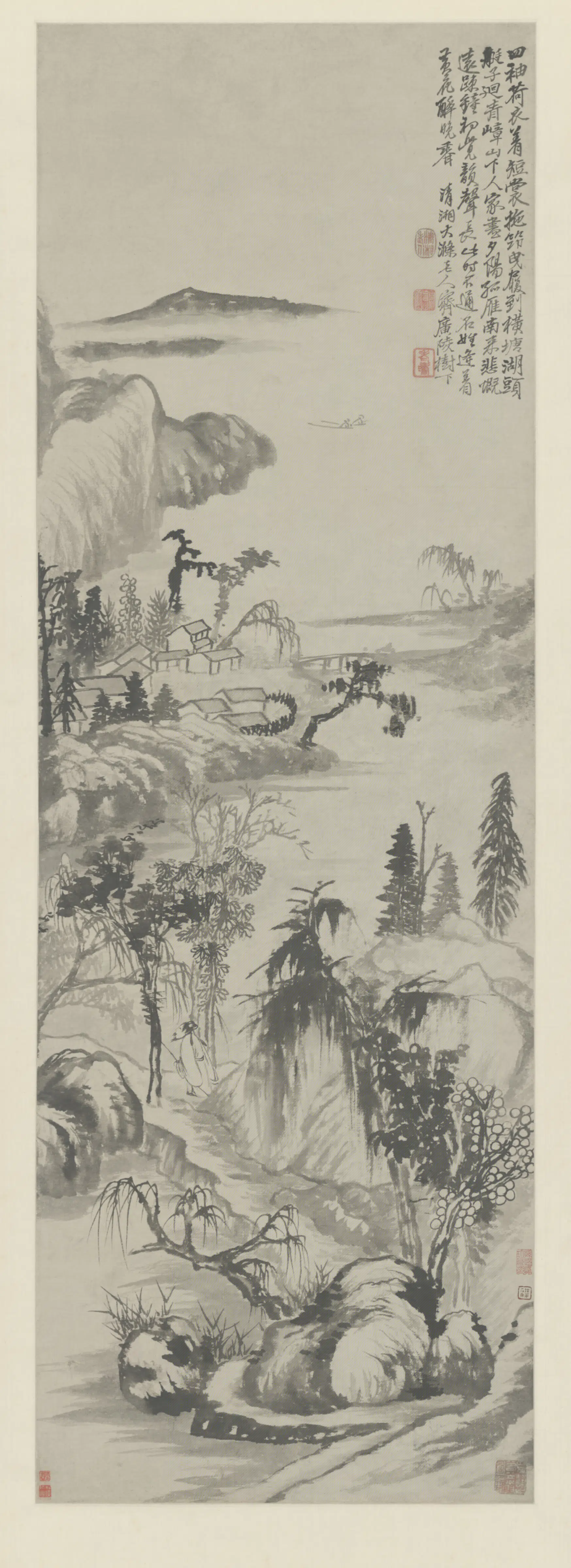 清代【原济】《横塘曳履轴》