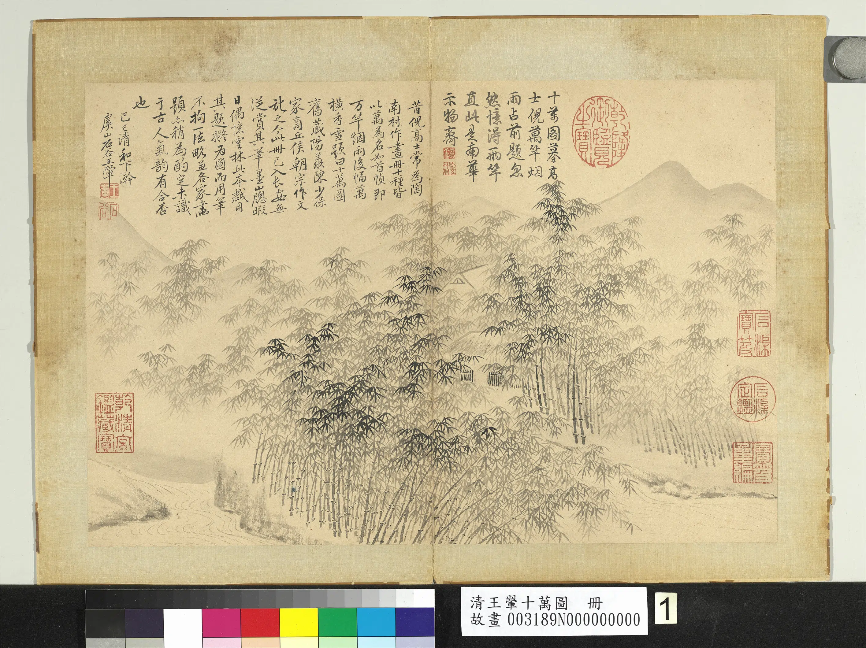 清代【王翚】《十万图册-万竿烟雨》