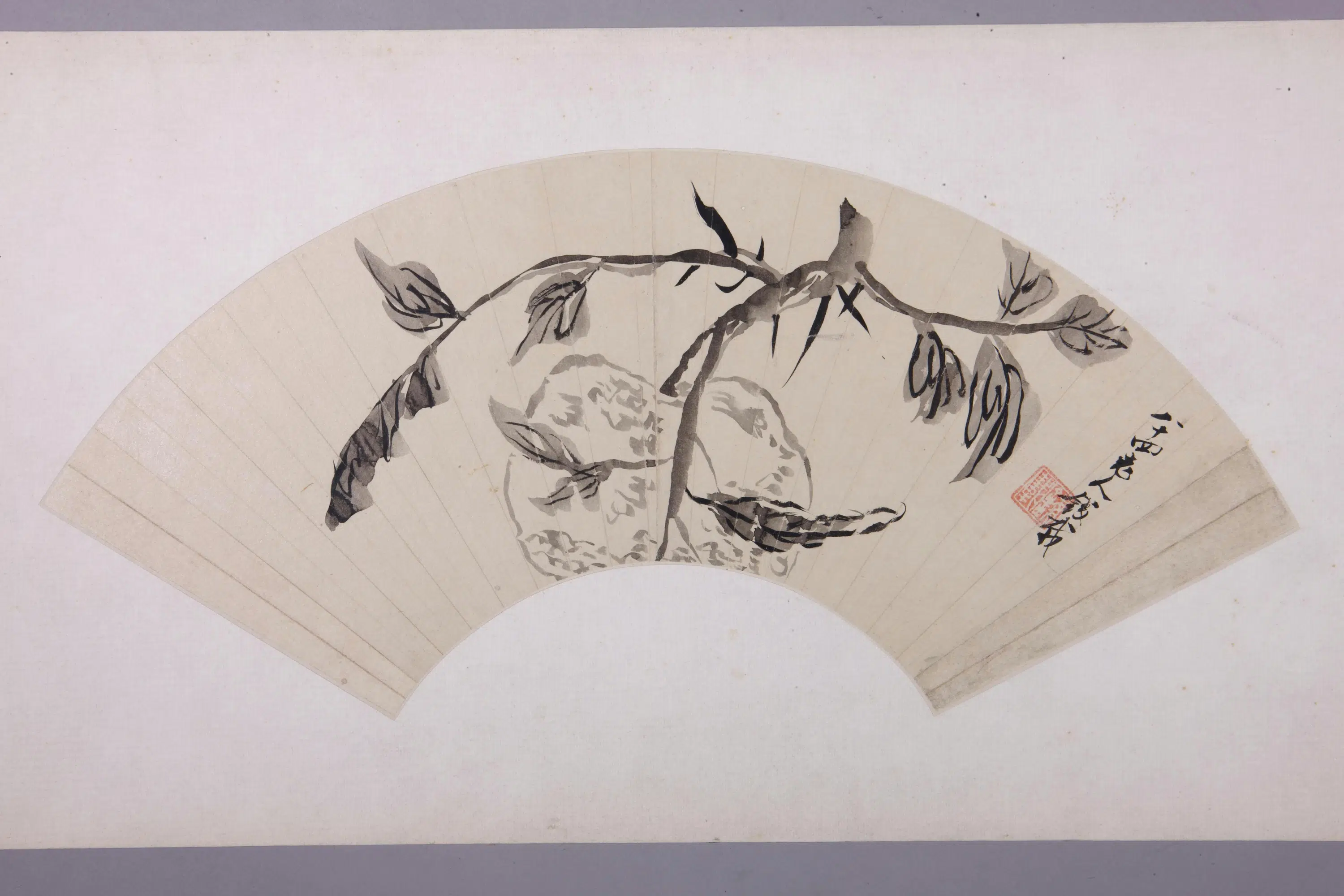 清代【钱载】《花果图扇页》