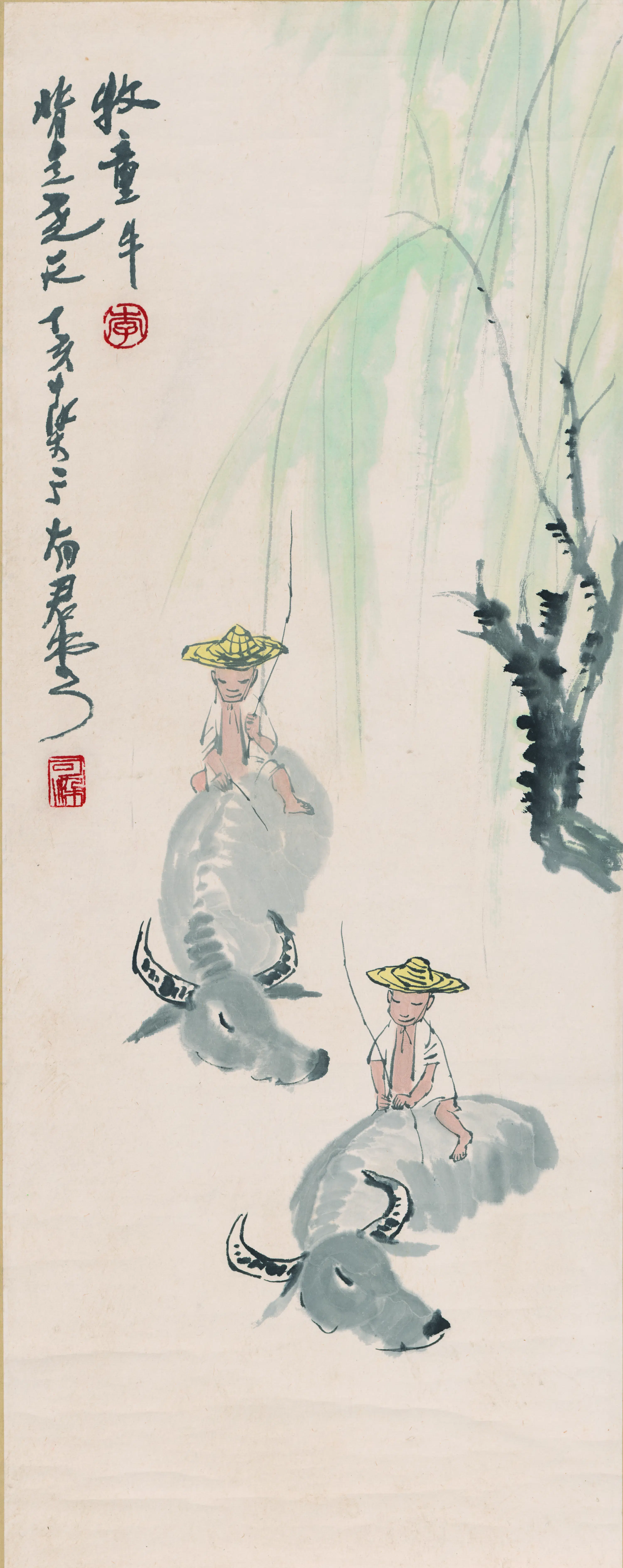 近现代【李可染】《牧童牛图轴》