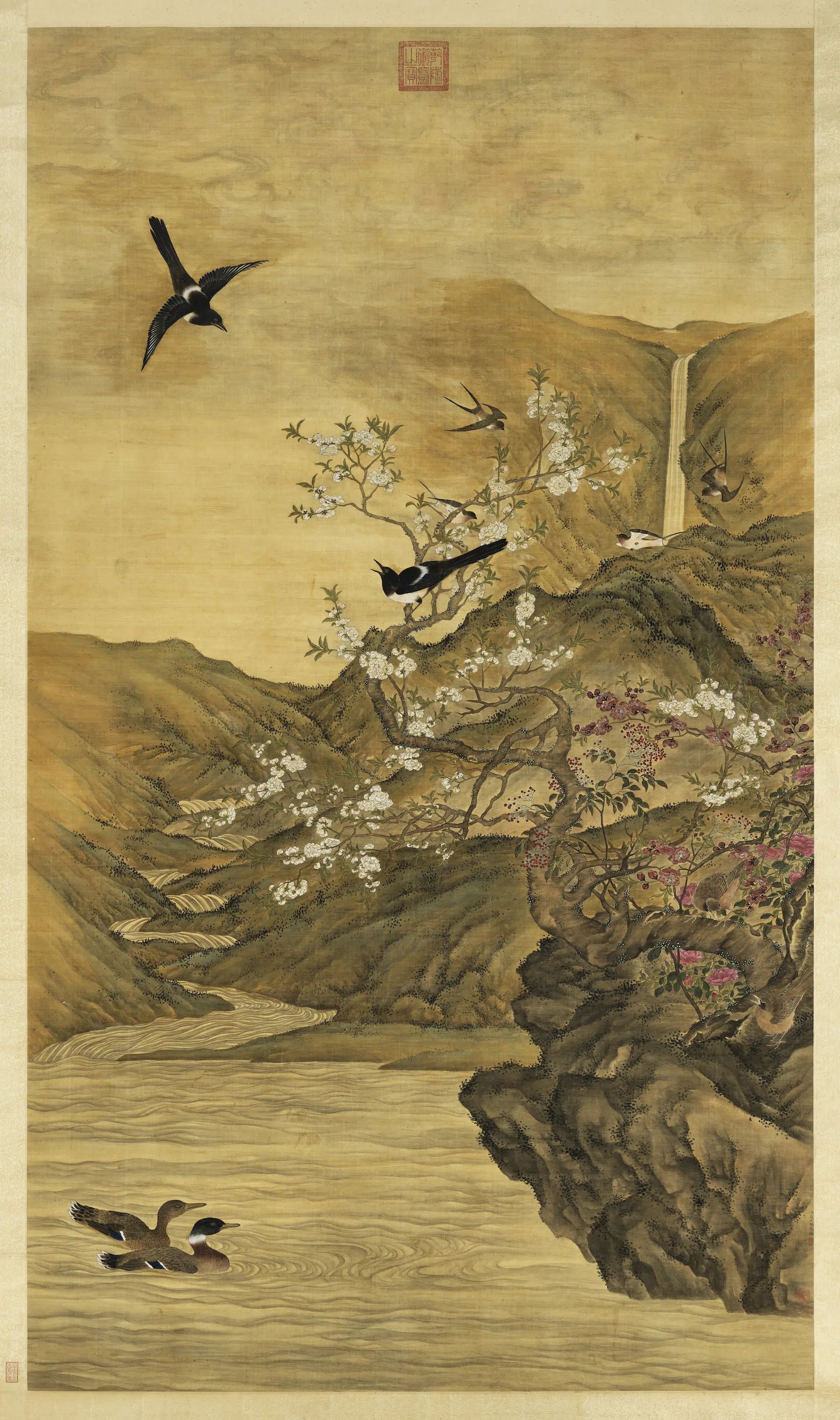 清代【高其佩】《花鸟写生图轴》