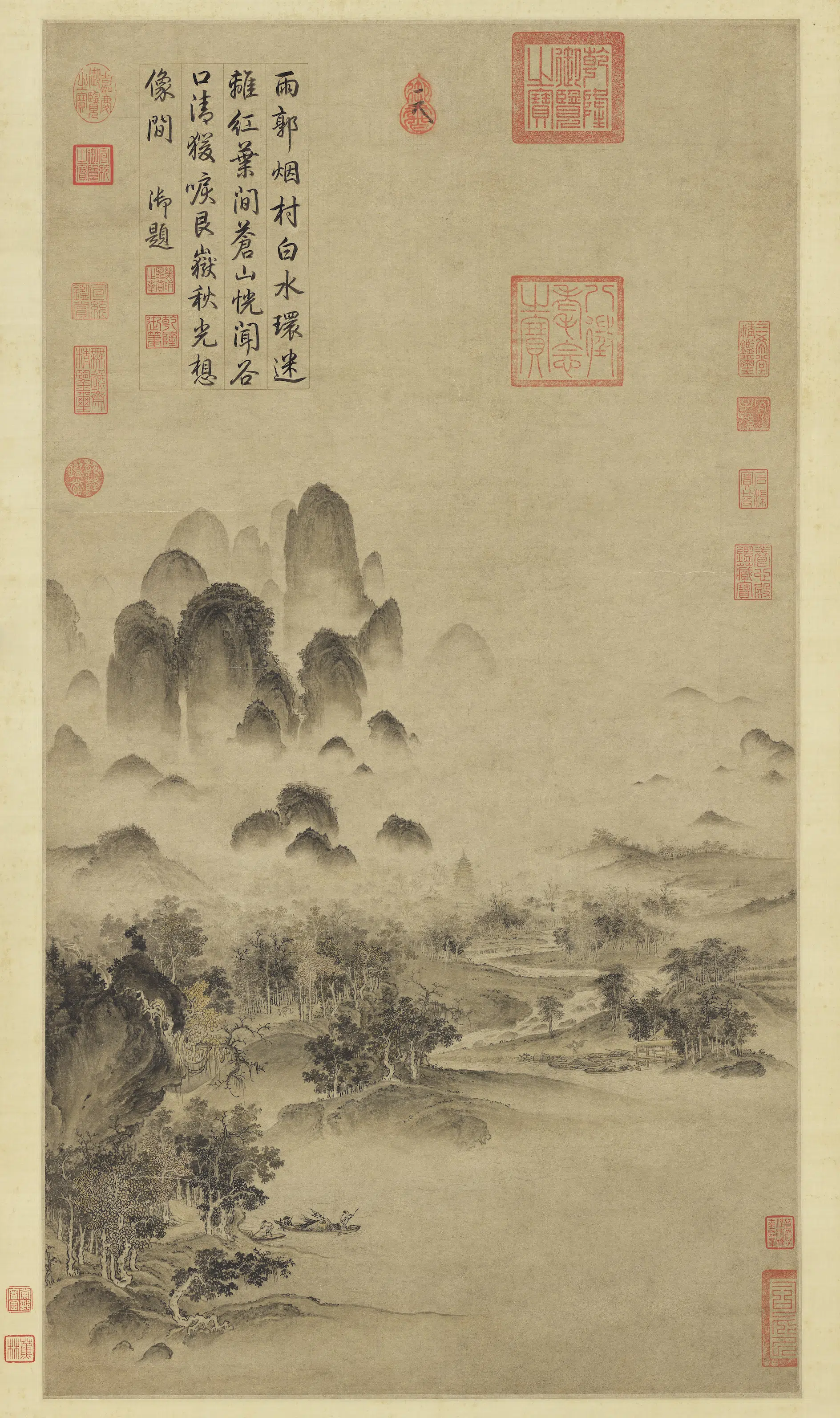 北宋【宋徽宗赵佶】《溪山秋色图轴》