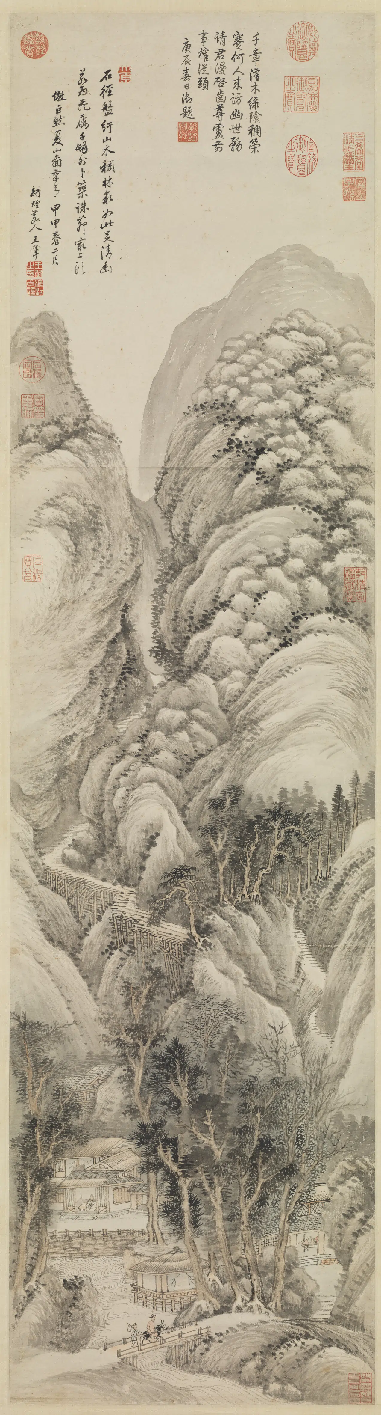 清代【王翚】《仿巨然夏山图轴》