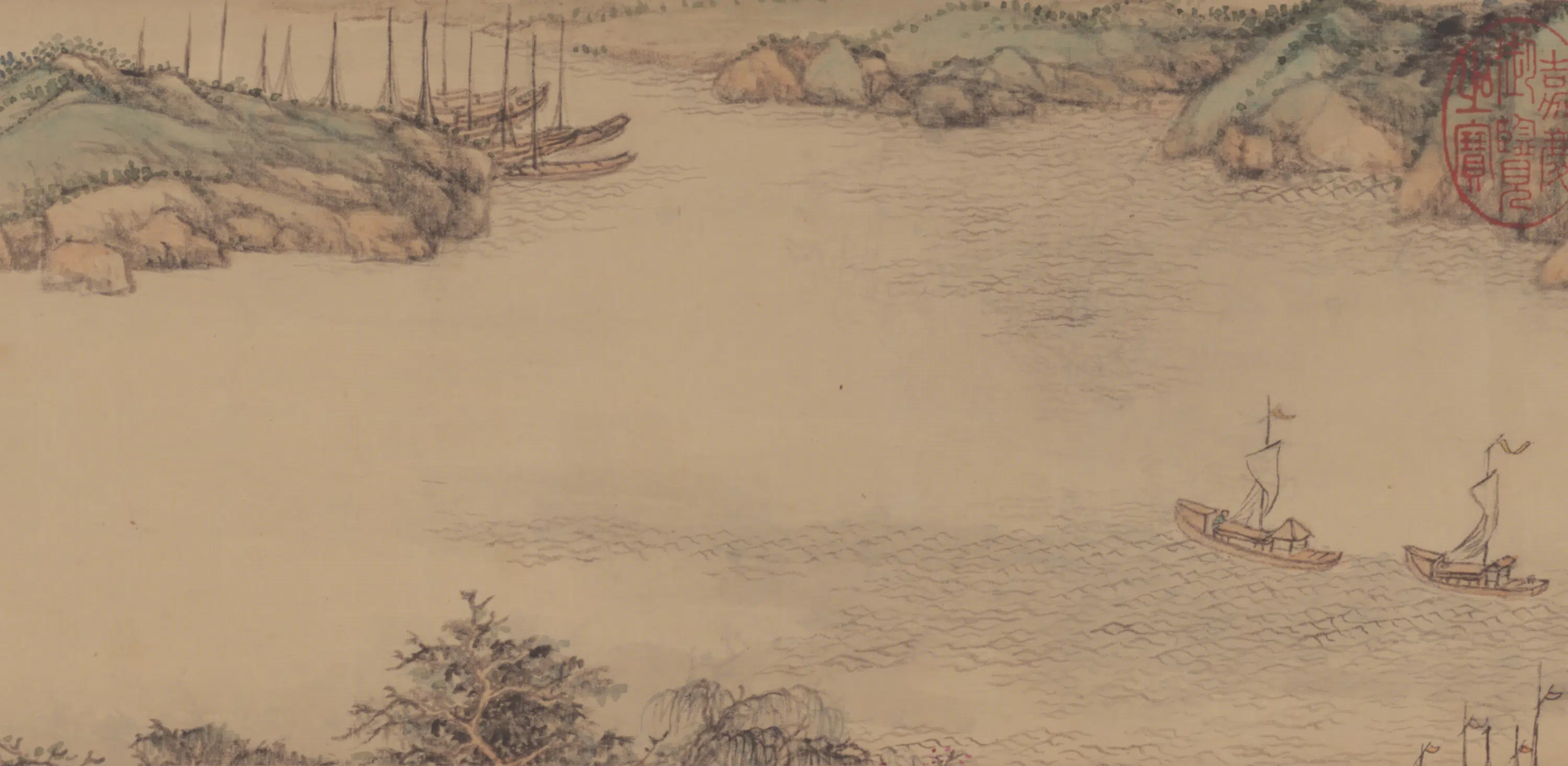 清代【张宗苍】《画弘历渡江诗意卷》 第2张 清代【张宗苍】《画弘历渡江诗意卷》 第2张
