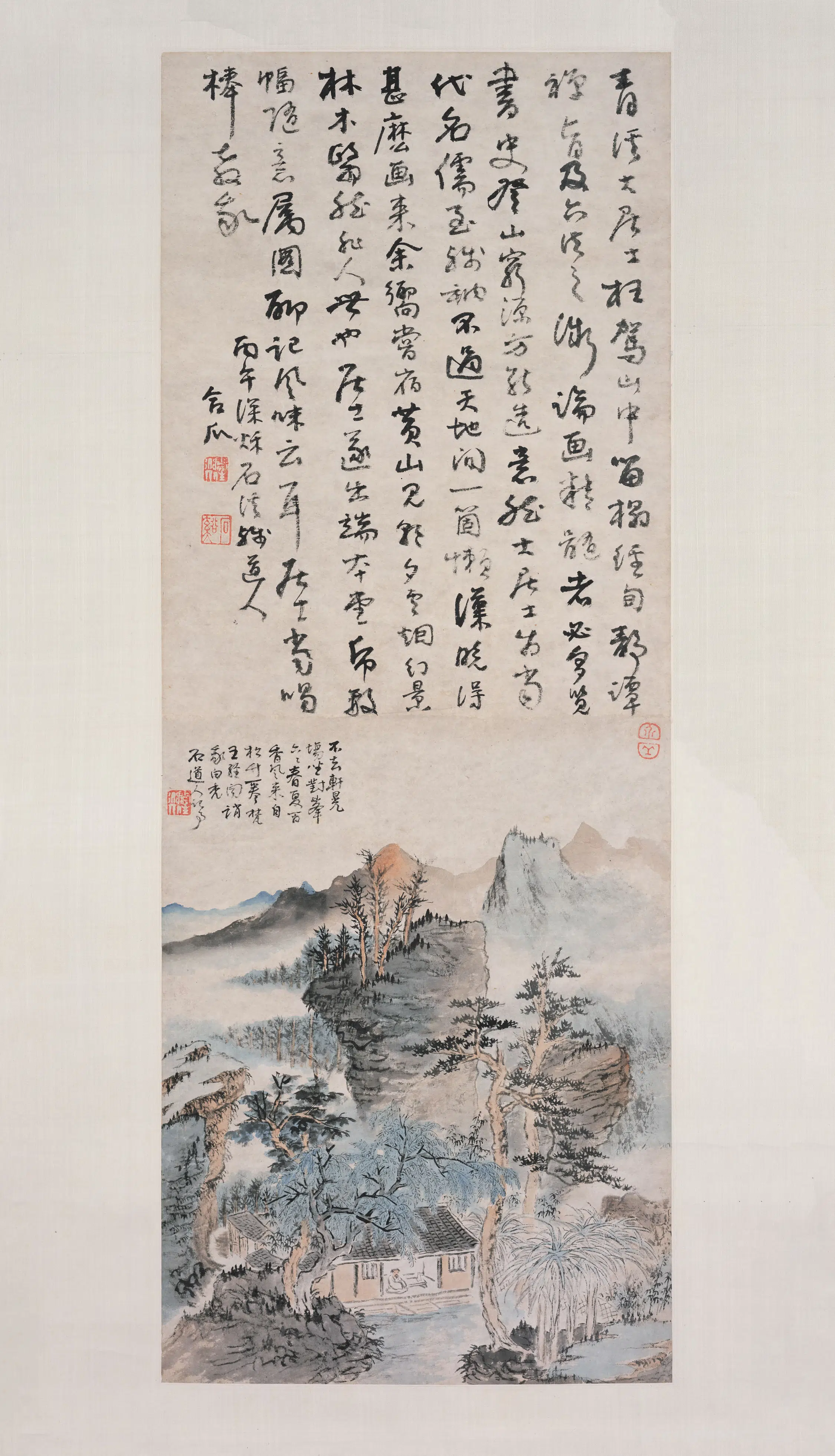 清代【髡残(石谿)】《山水图轴》