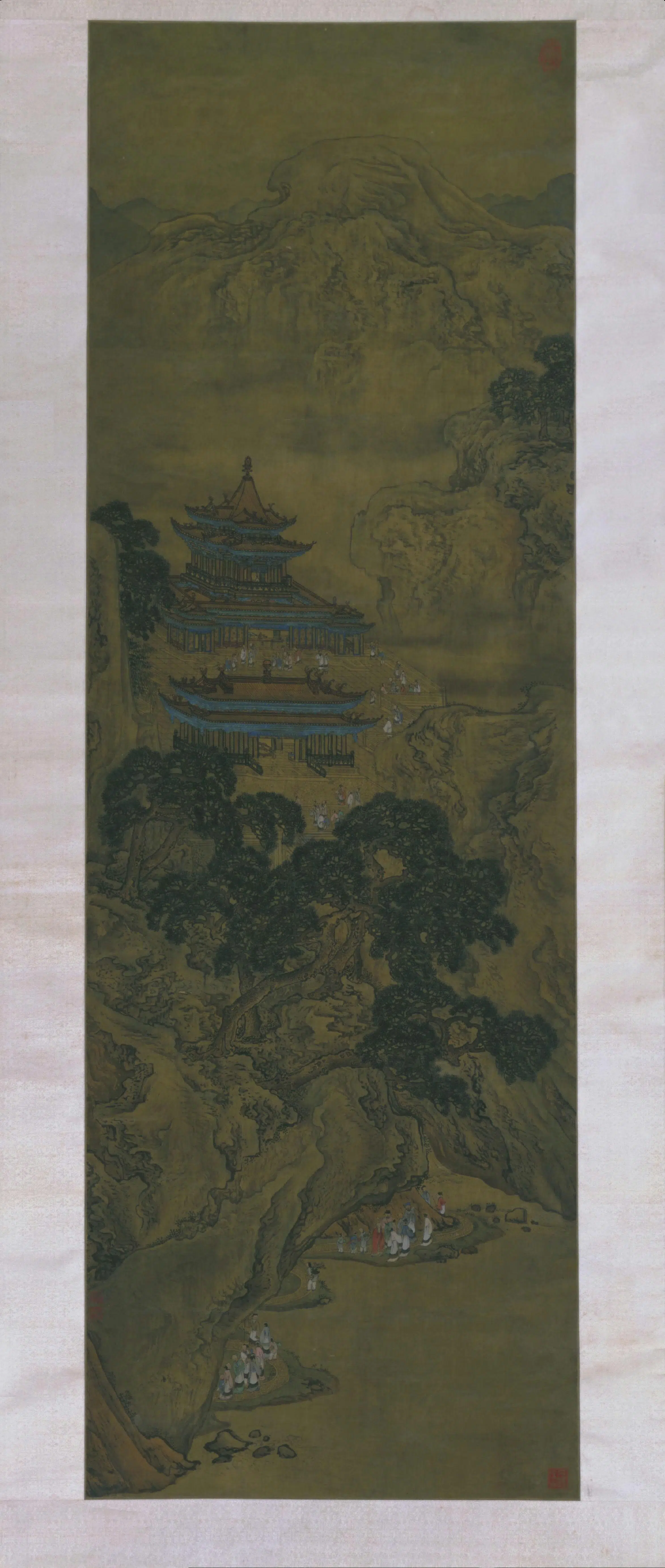 清代【袁江】《山水楼阁图轴-1》