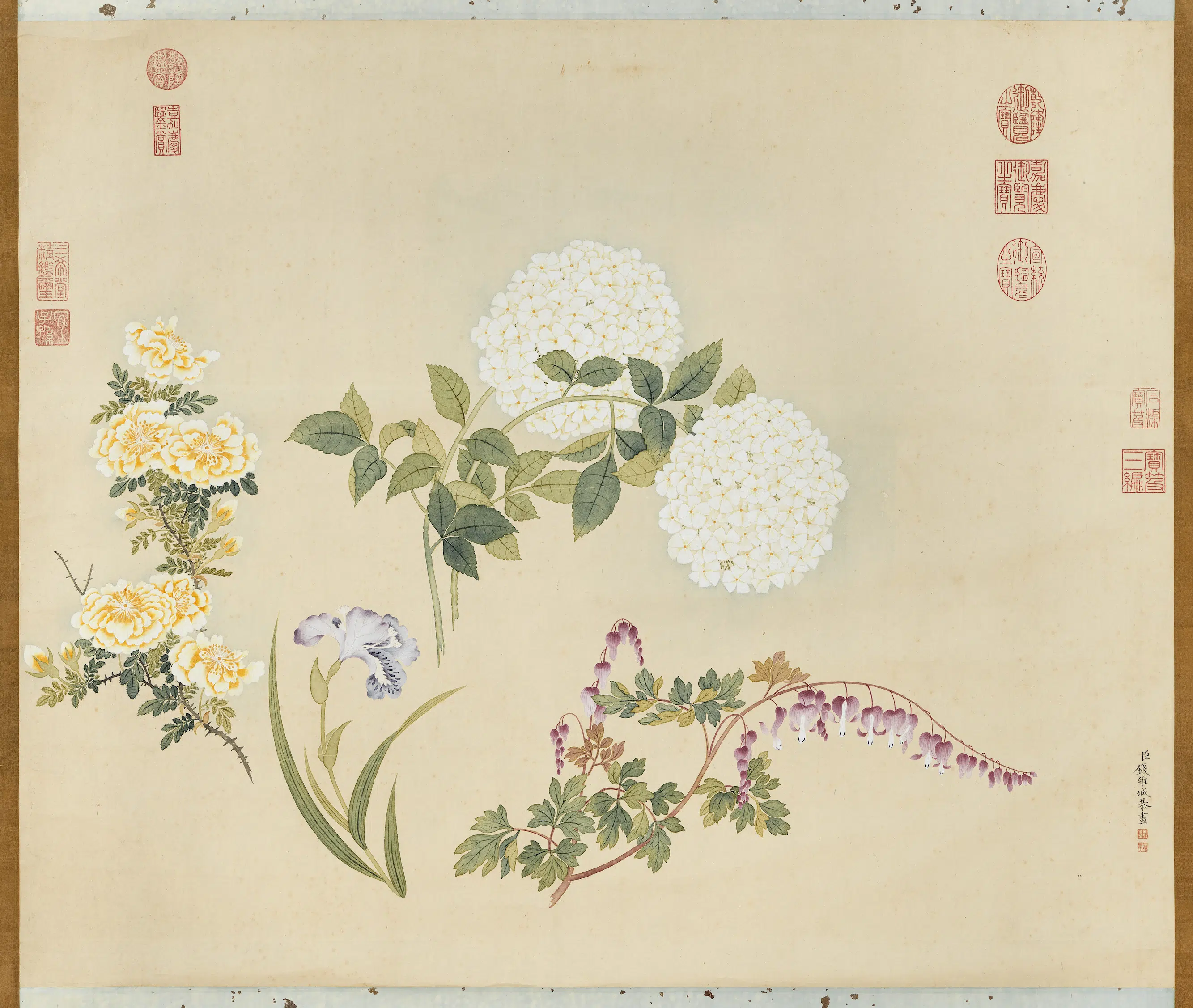 清代【钱维城】《夏花四种图轴》