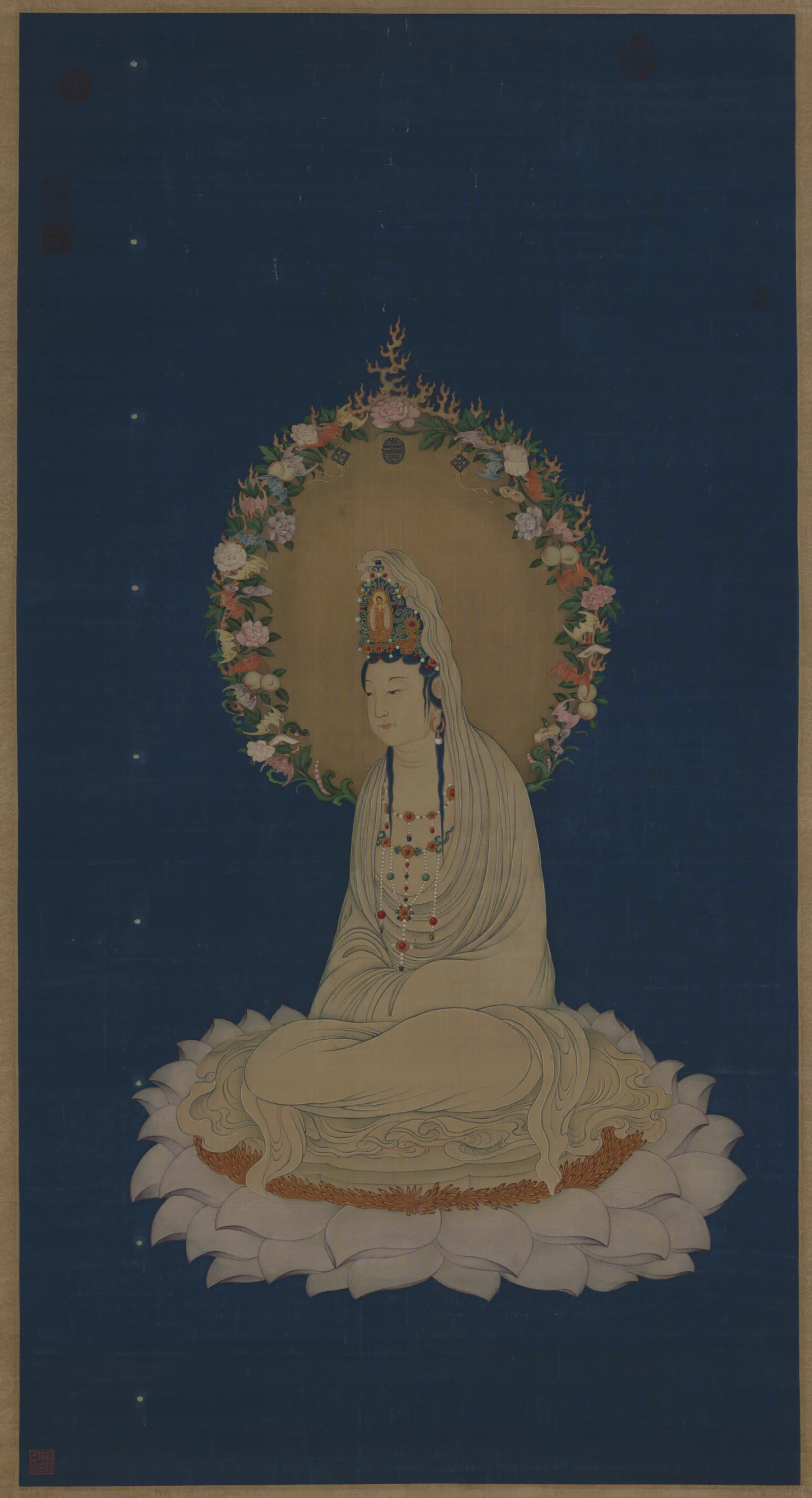 清代【丁观鹏】《画莲座大士像轴》