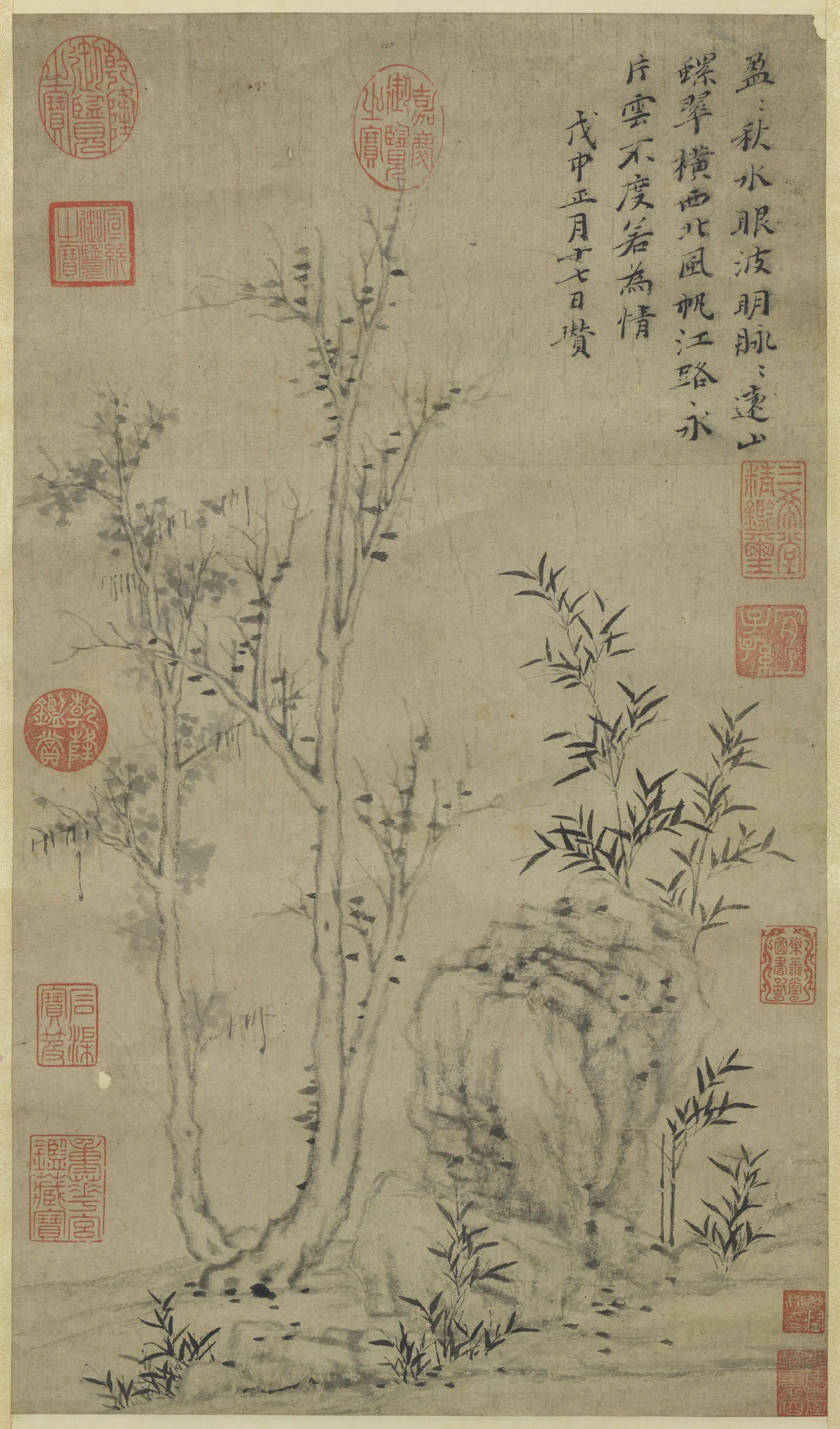 元朝【倪瓒】《古木竹石图轴》