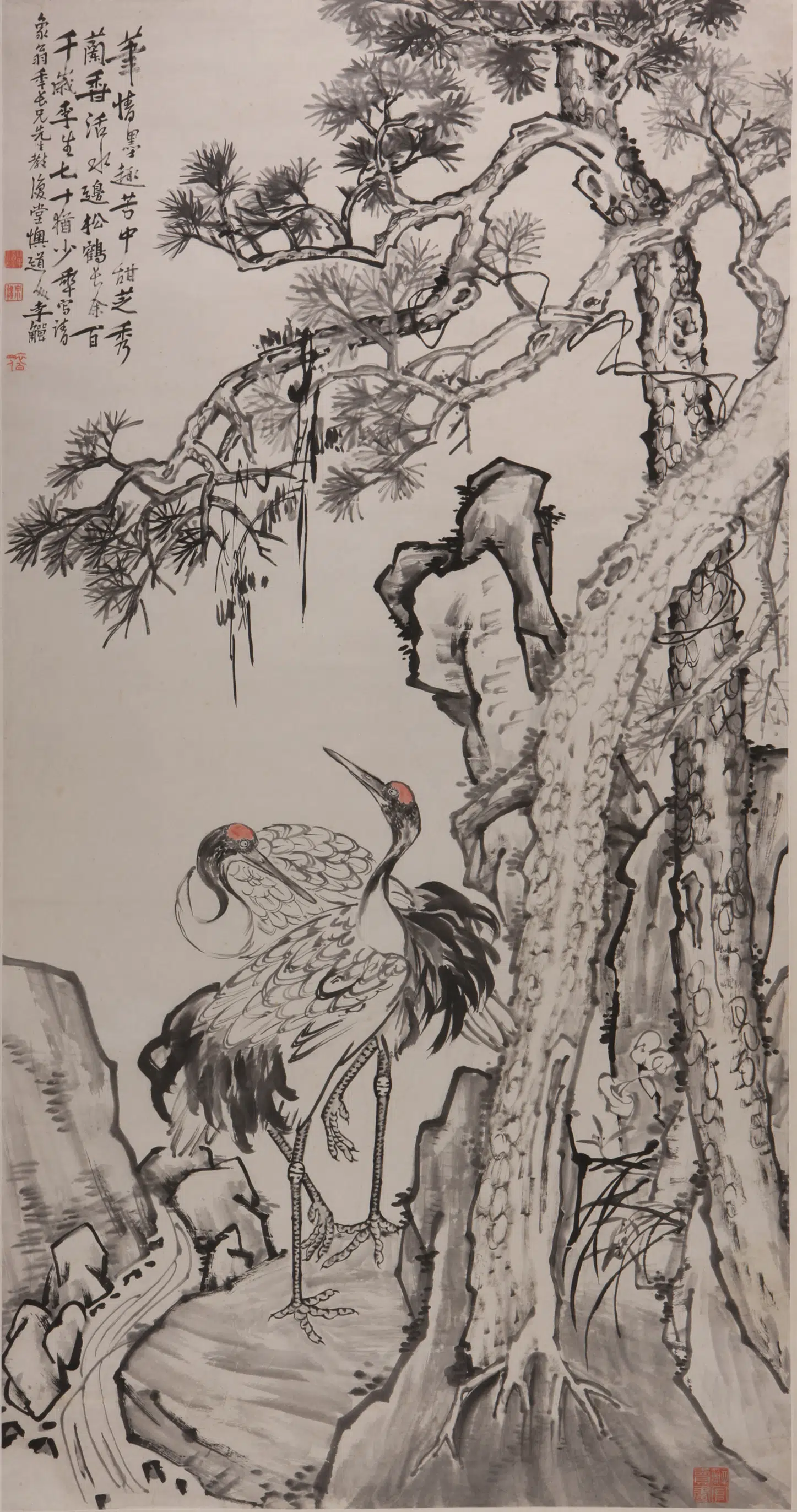 清代【李鱓（鳝\善）】《松鹤图轴》