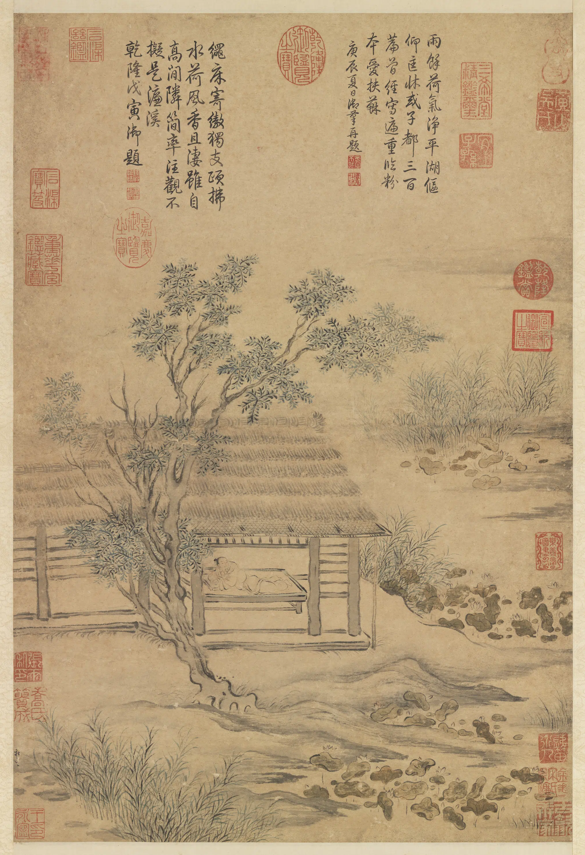 南宋【马和之】《荷亭纳爽图轴》