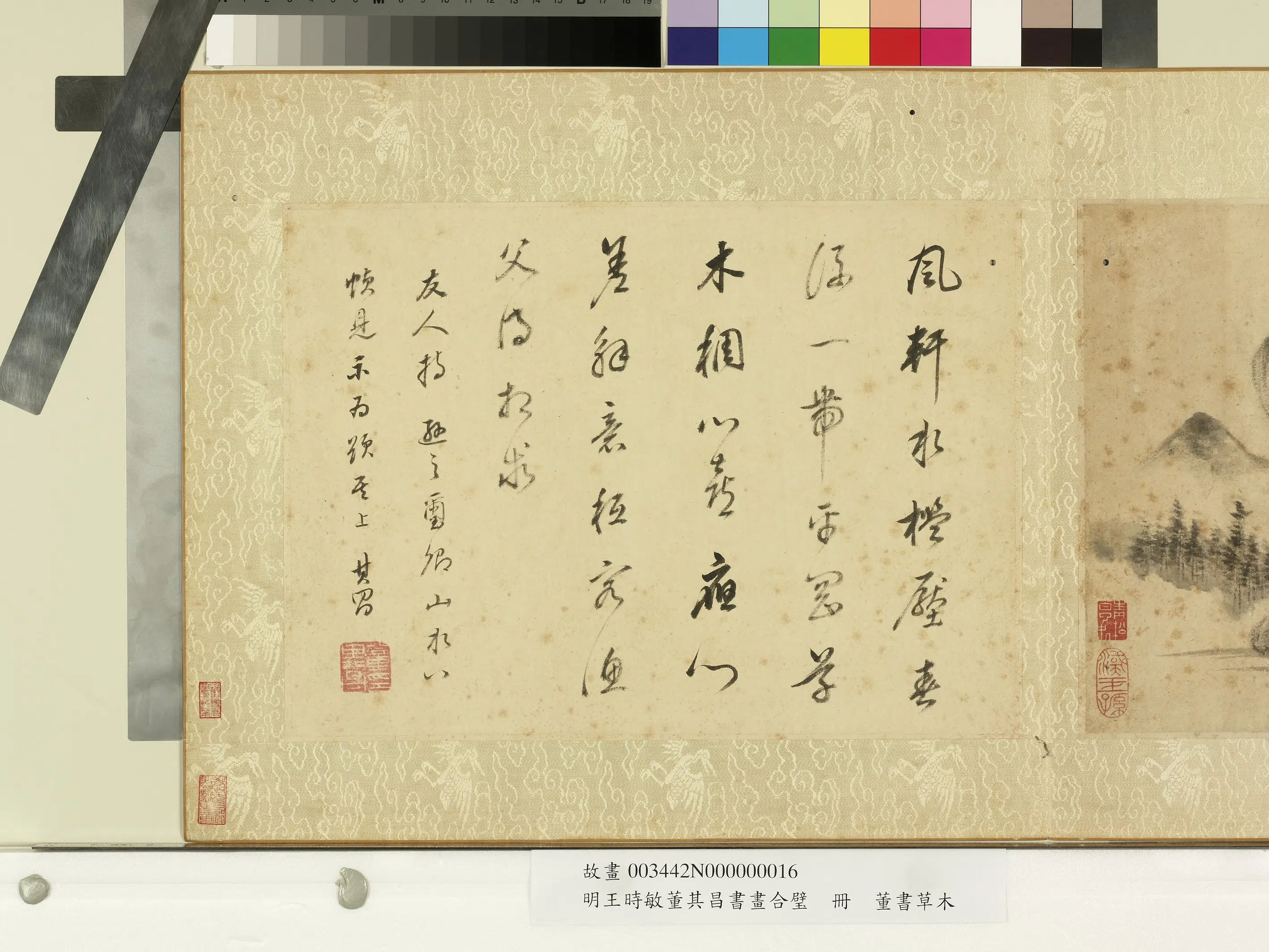 明代【董其昌】《明王时敏董其昌书画合璧册-书草木》