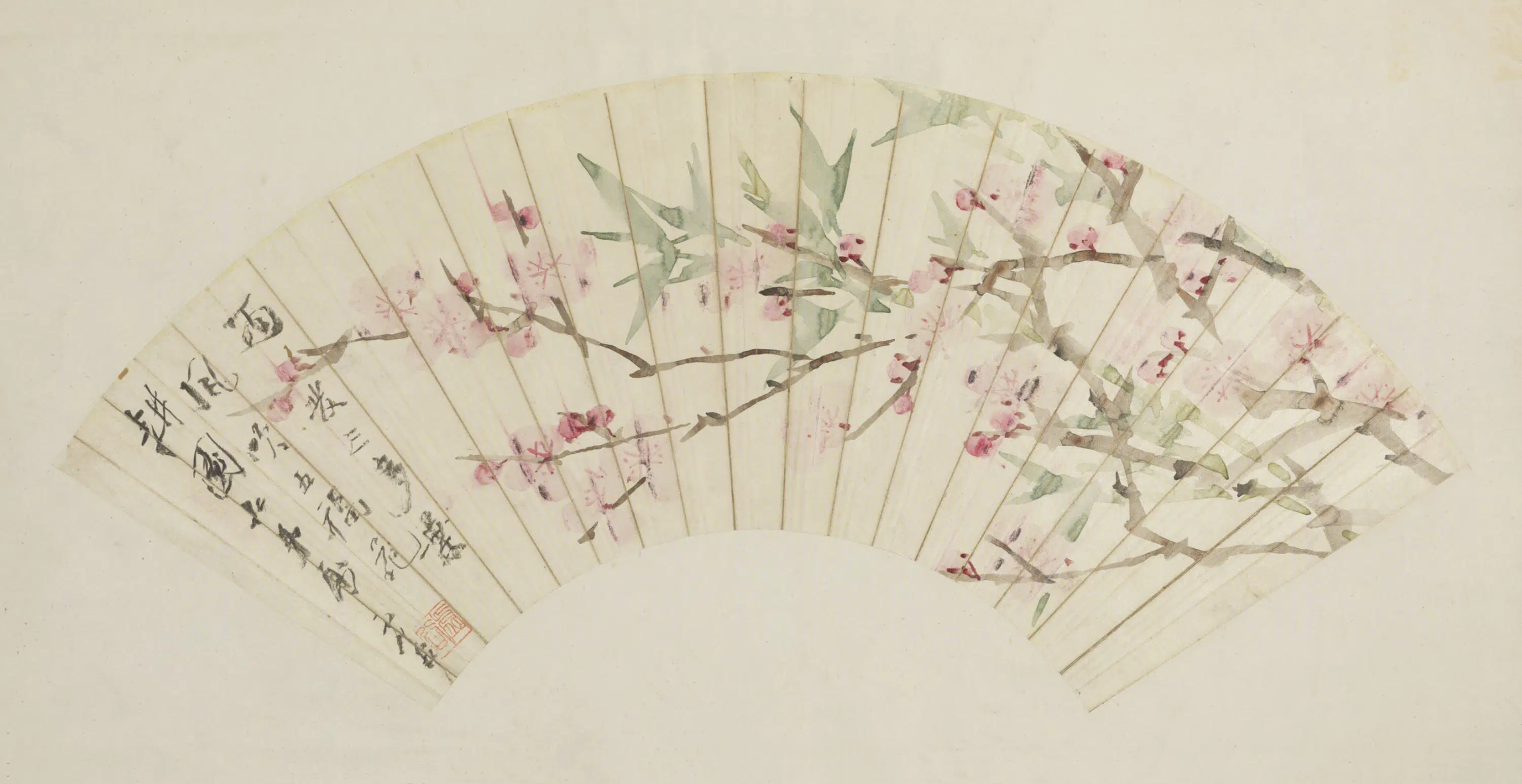 清代【虚谷】《梅竹扇页》