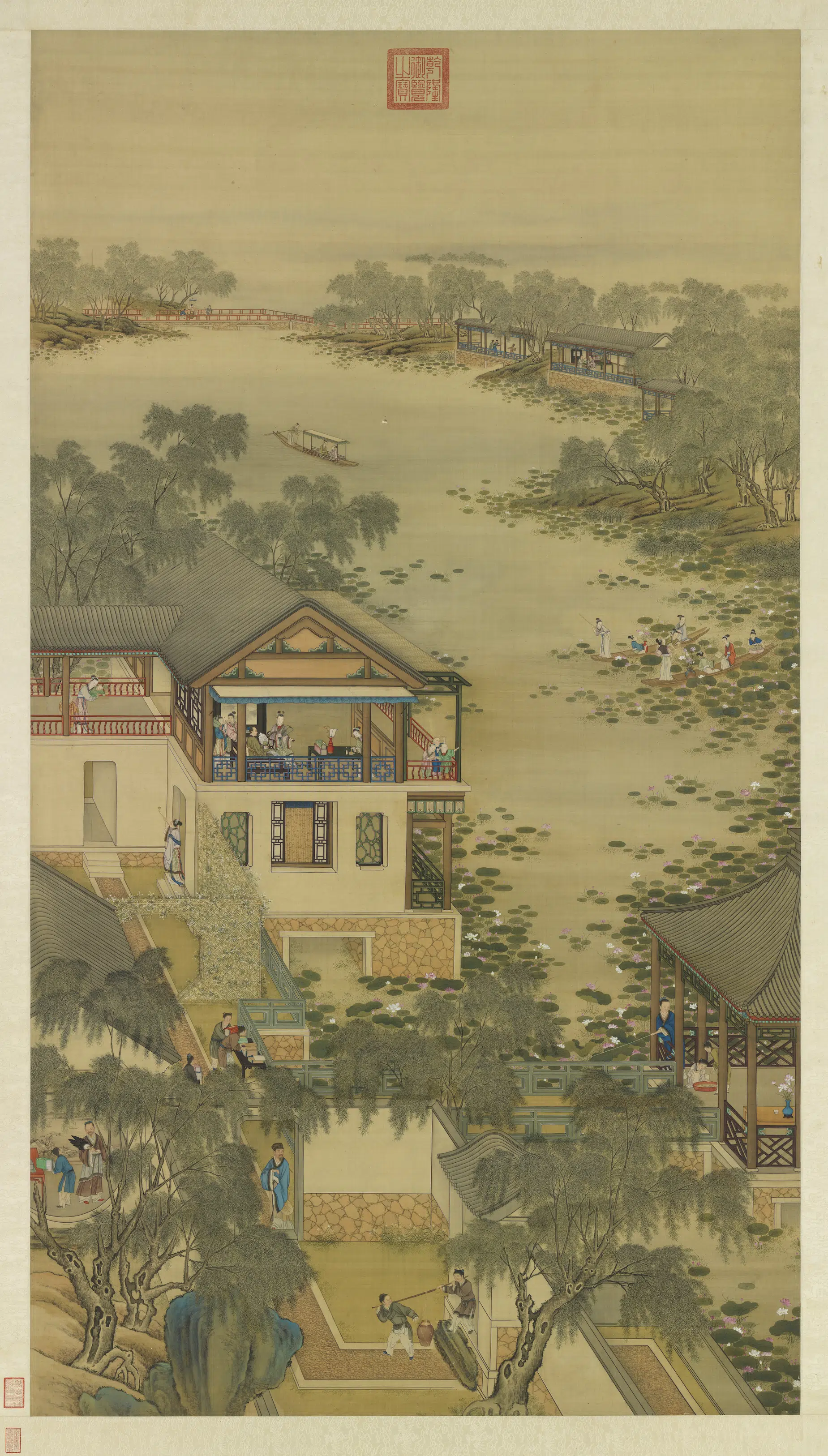 清代《画院画十二月月令图六月图轴》
