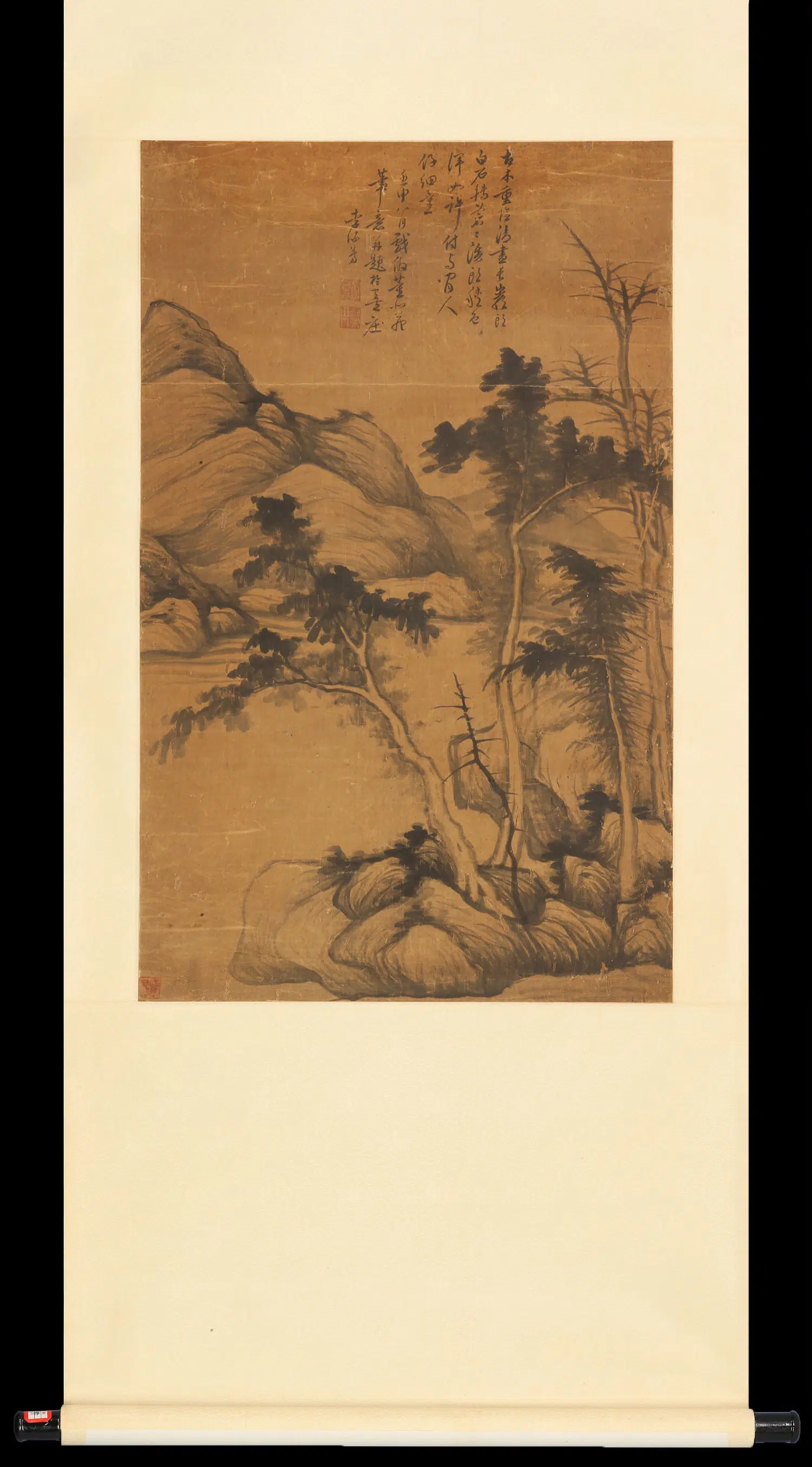 明朝【李流芳】《款溪山古木图中堂（仿）》