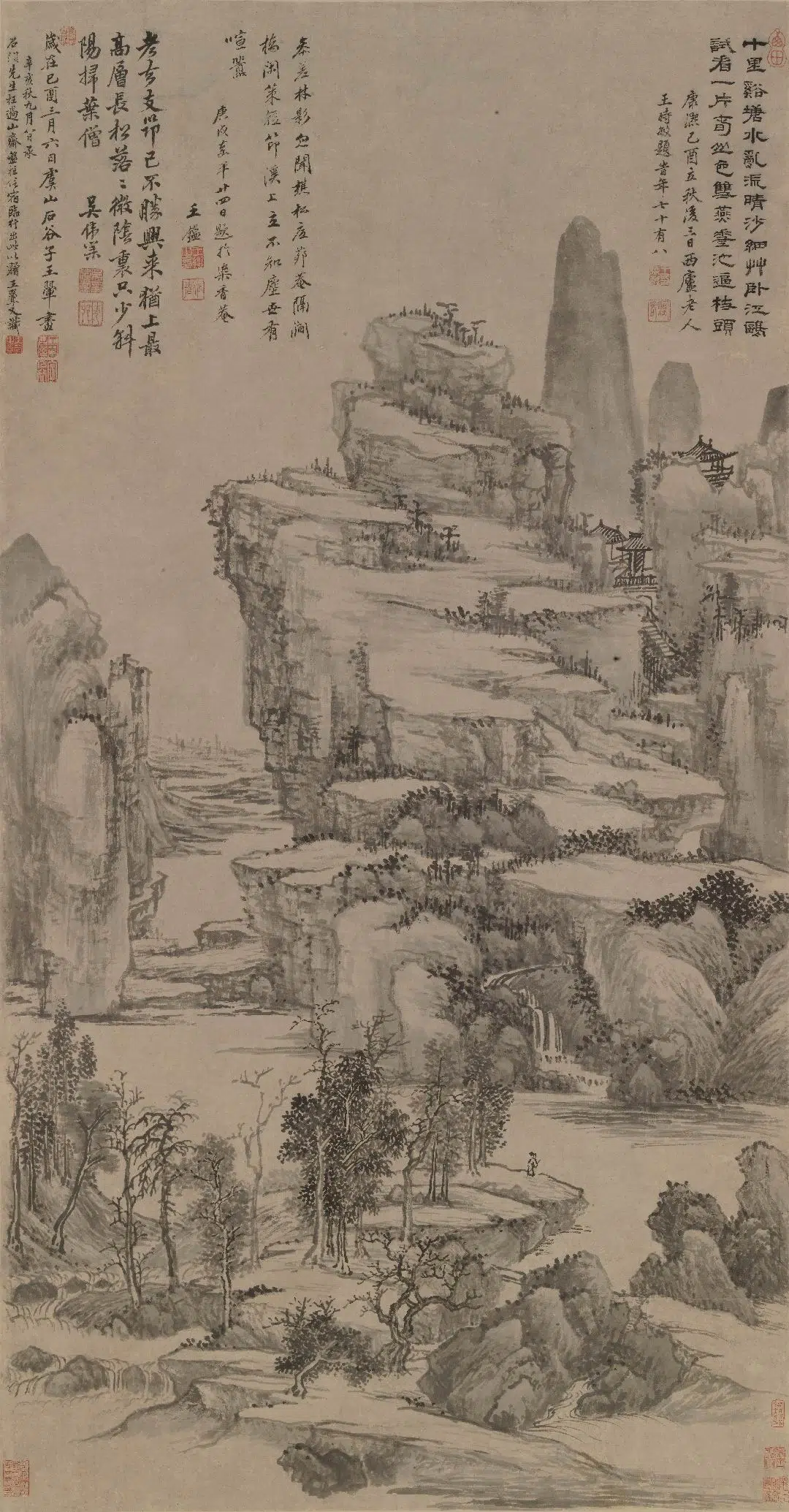清代【王翚】《十里溪塘图轴》