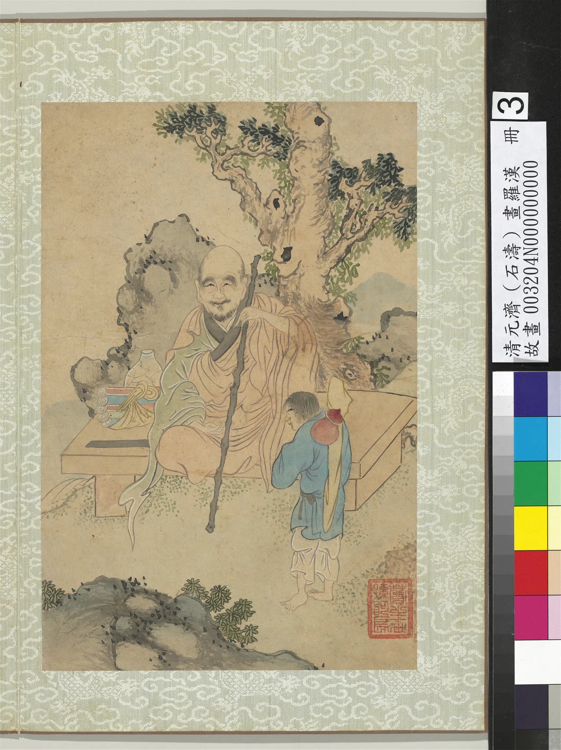 清代【石涛】《画罗汉册-罗汉（三）》