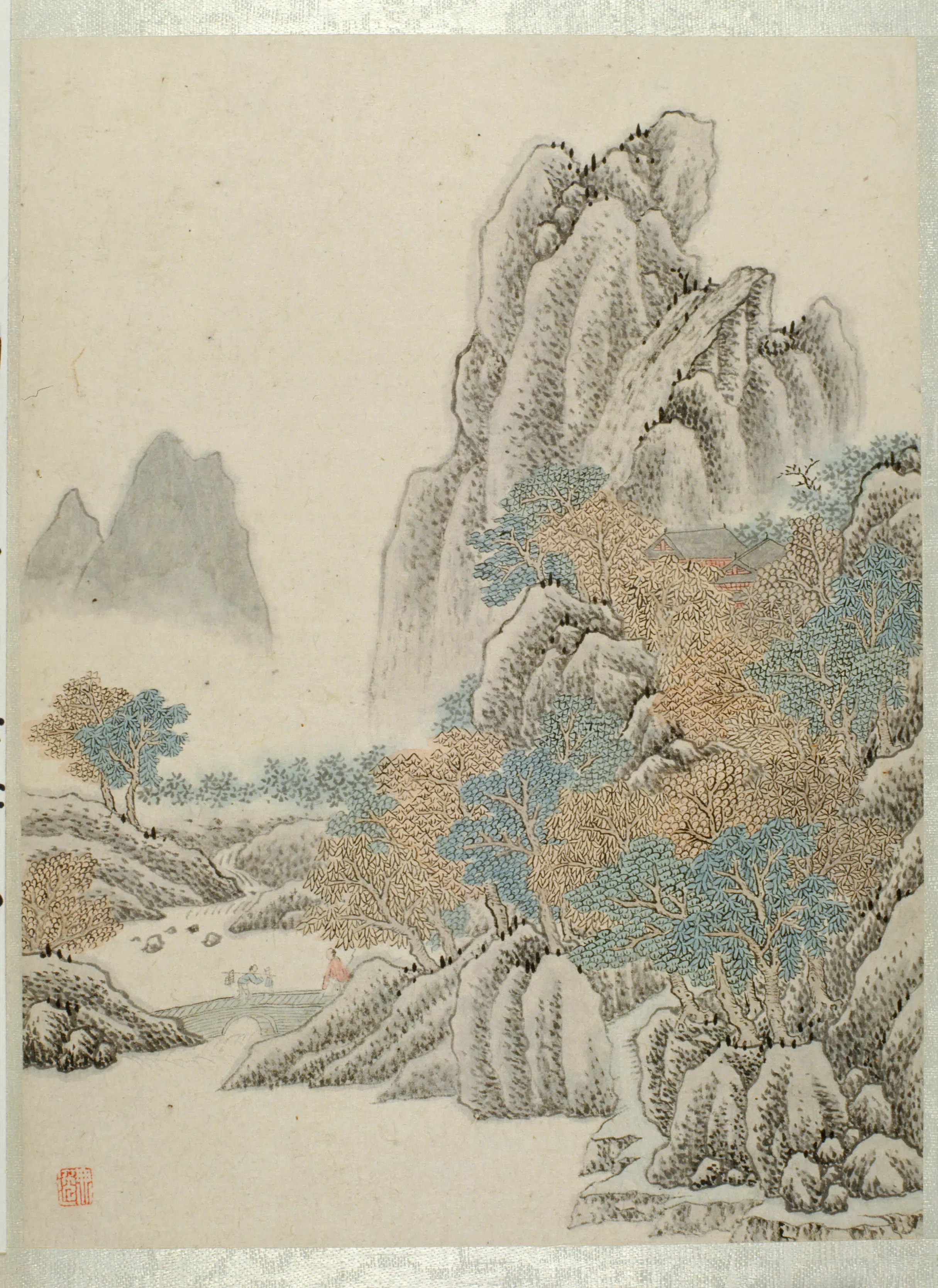 清代【孙逸】《山水图册（16开）》 第13张