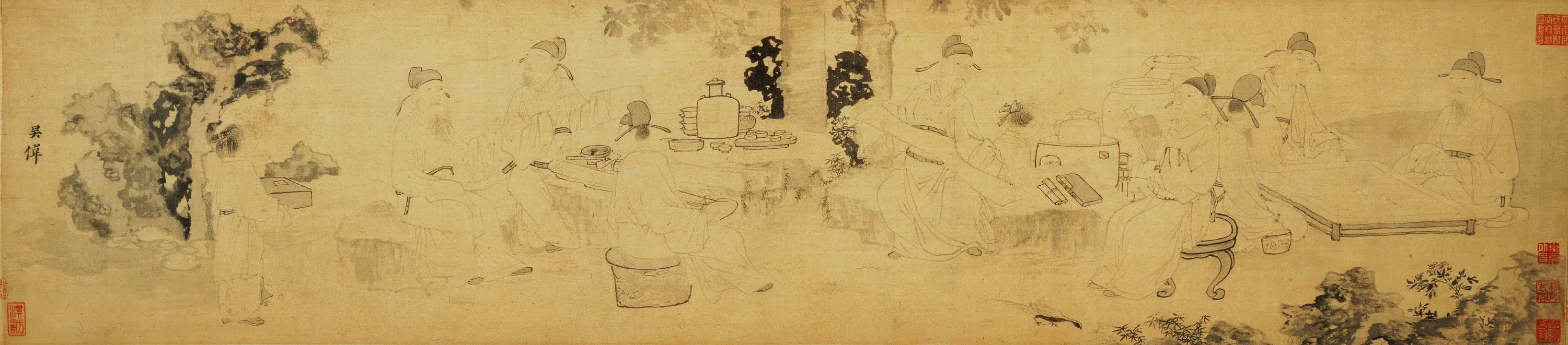 明朝【吴伟】《词林雅集图卷》