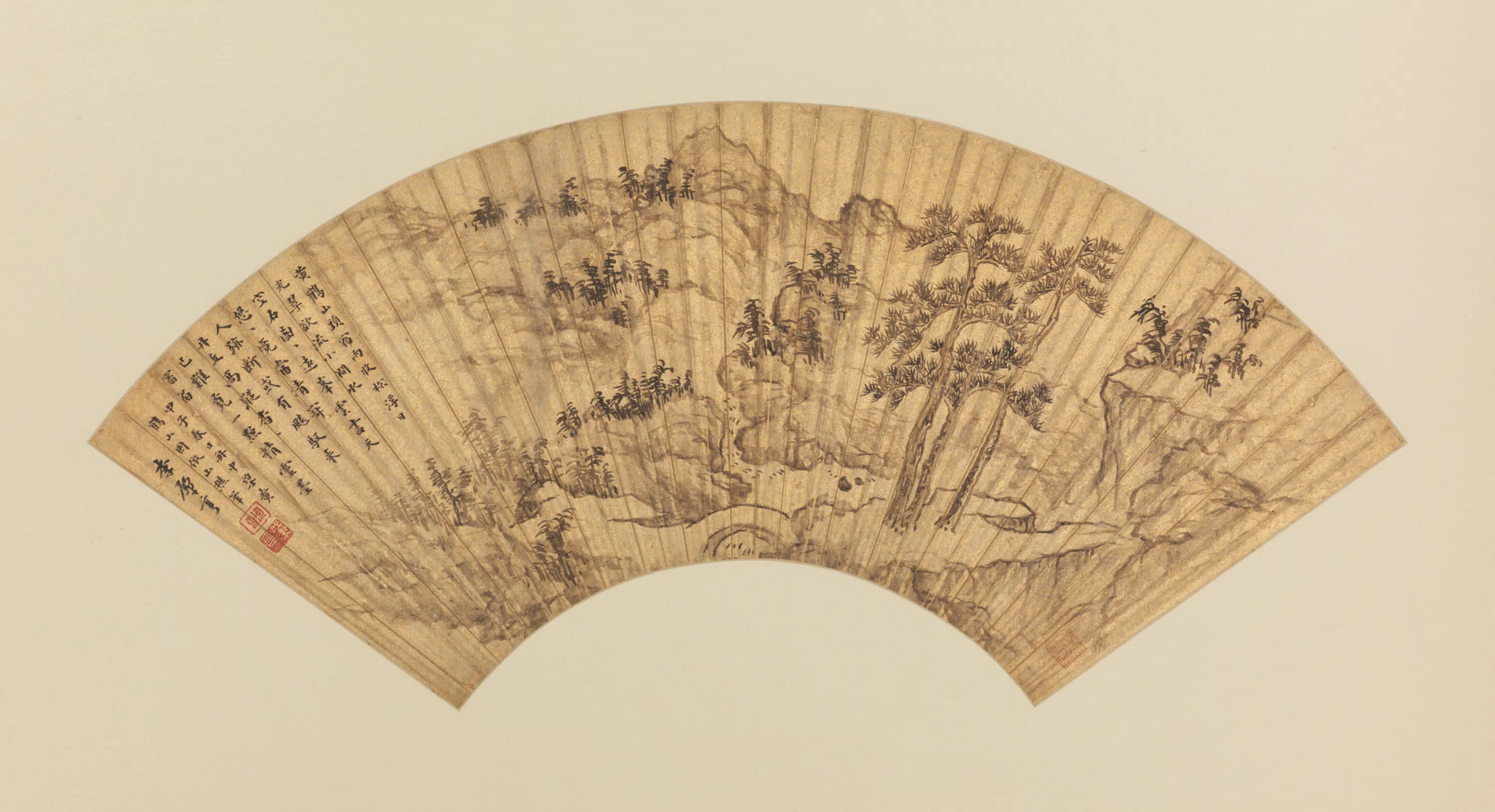 明朝【李肇亨】《山水扇》