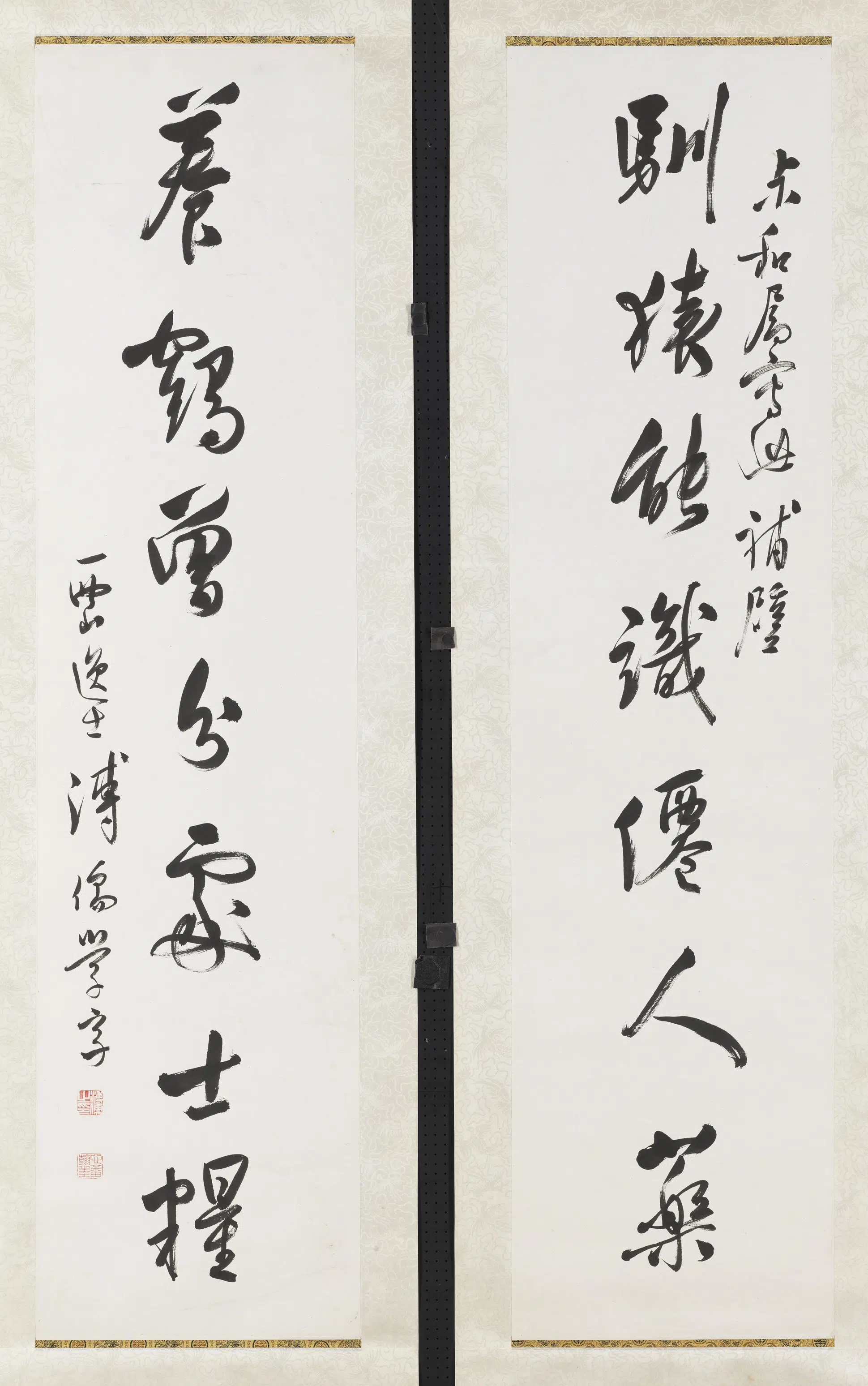 近现代【溥儒（溥心畬）】《行书七言联镜片-2》