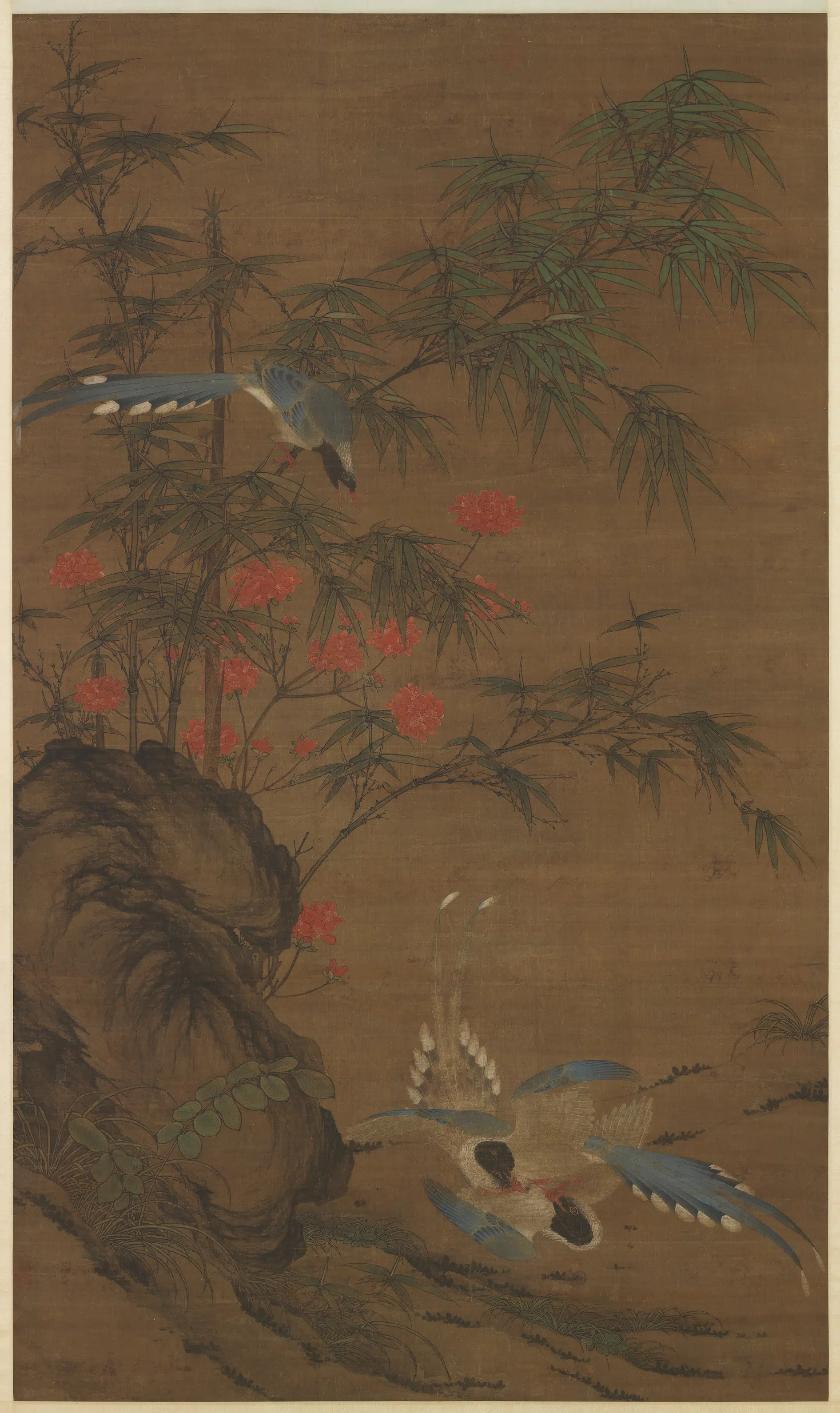 明朝【边景昭(文进)】《春花三喜图轴》 第1张 明朝【边景昭(文进)】《春花三喜图轴》 第1张
