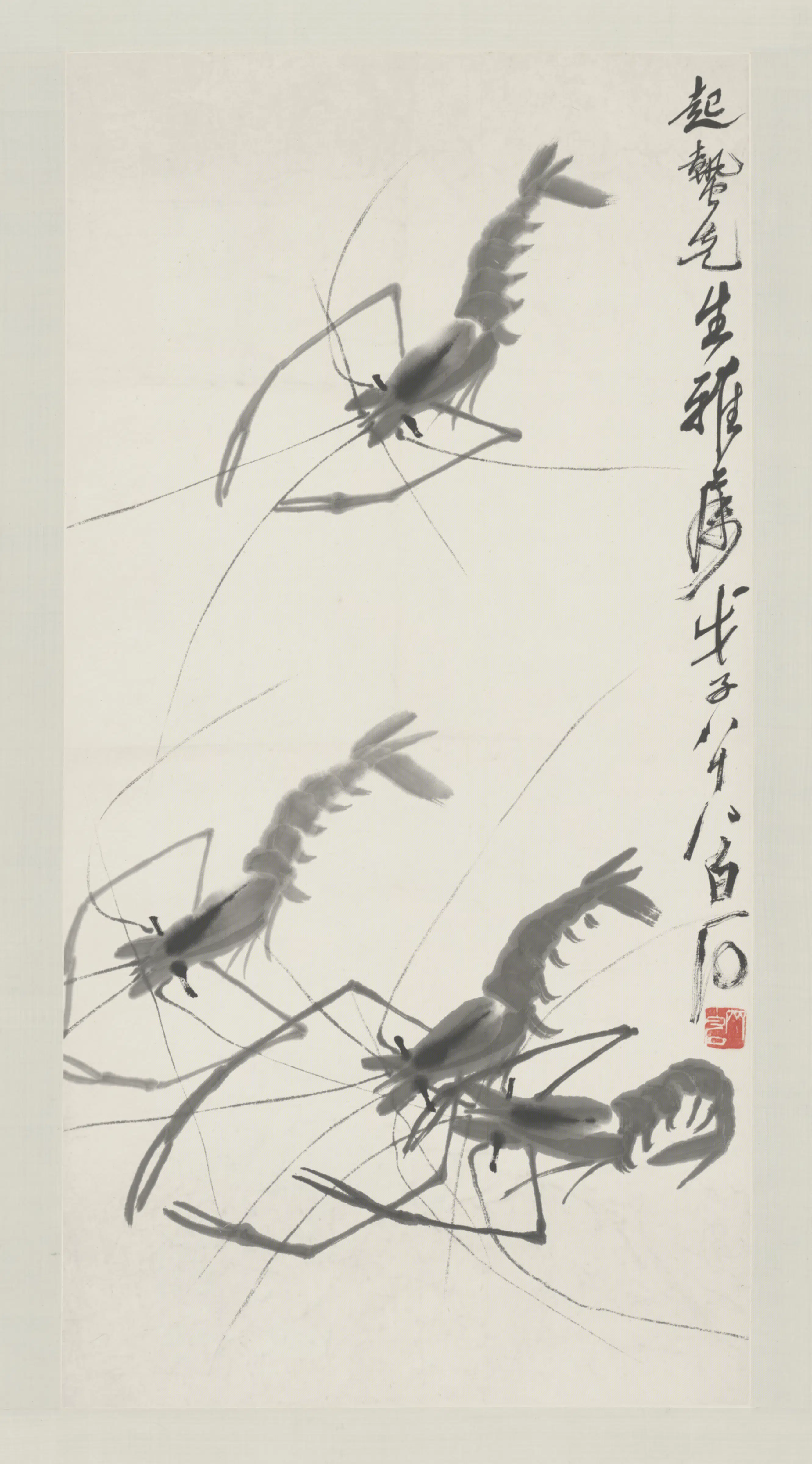 近现代【齐白石】《画虾图轴-2》