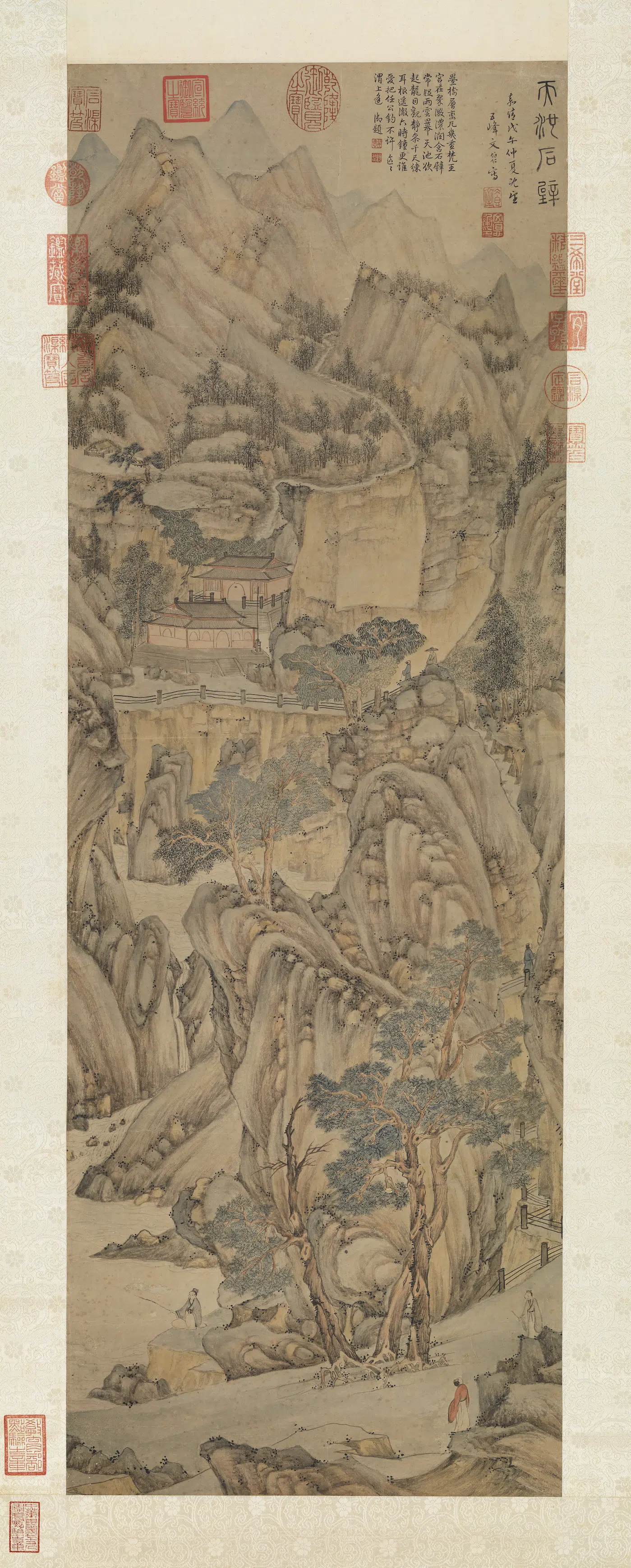 明朝【文伯仁】《画天池石壁图轴》