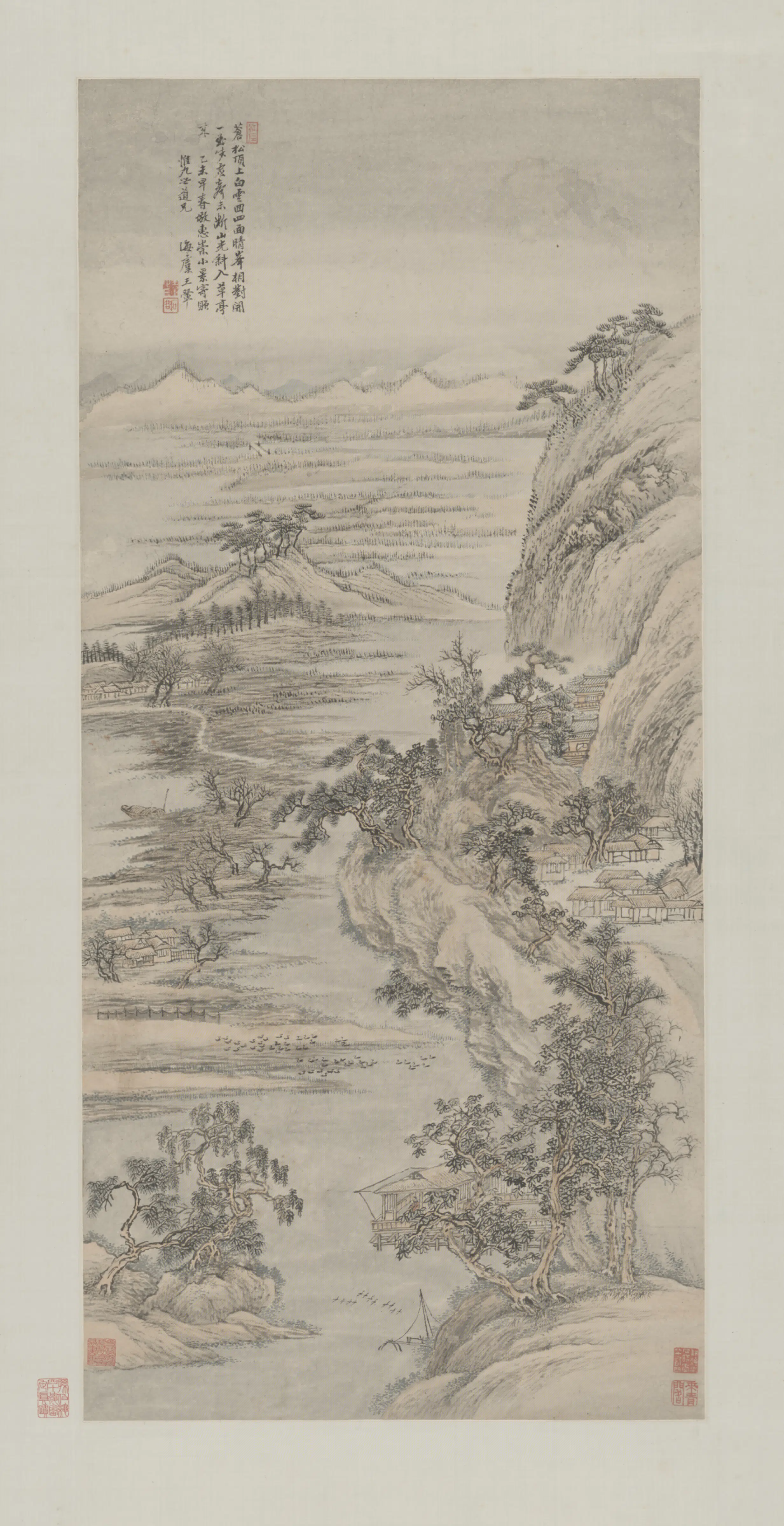 清代【王翚】《仿惠崇山水轴》